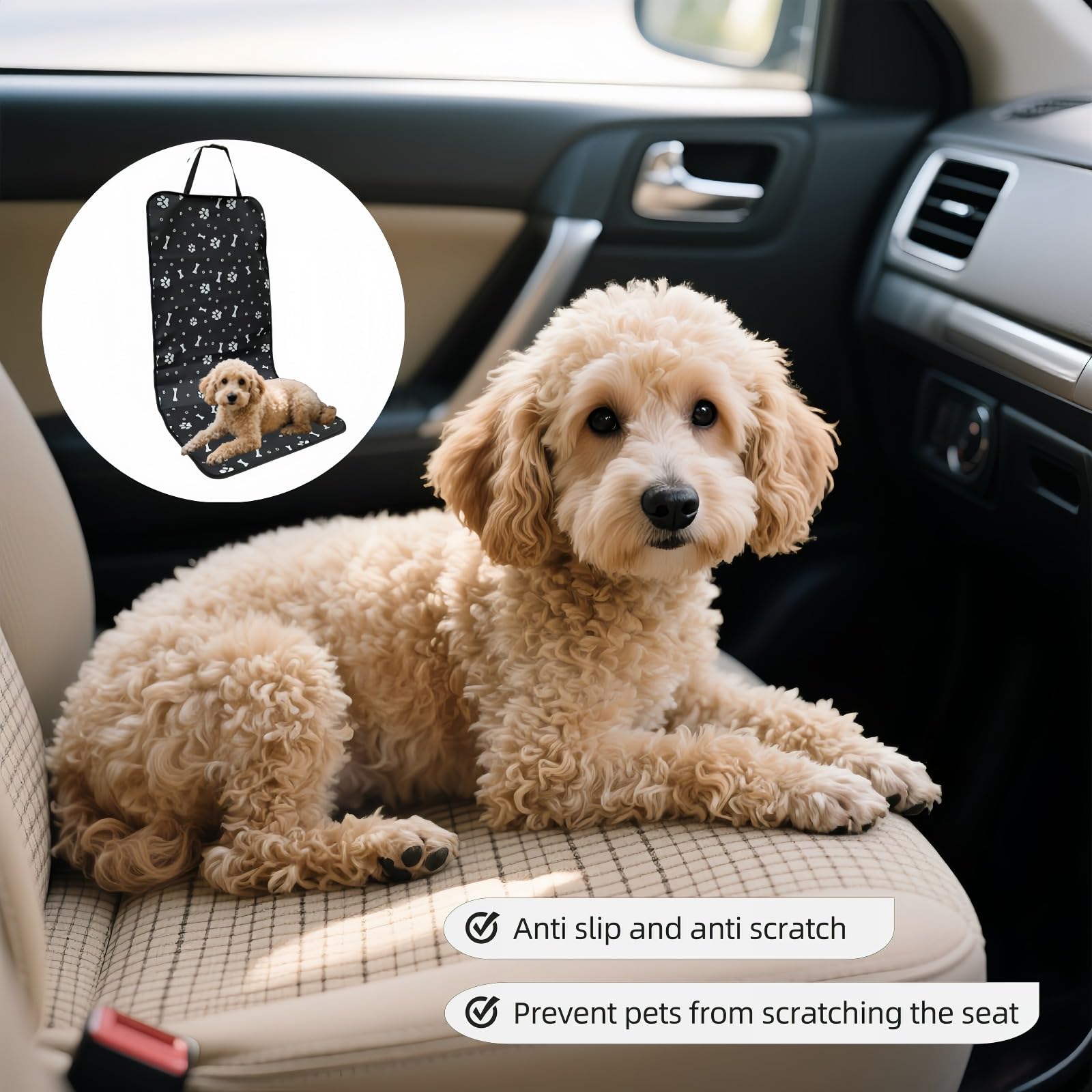 Dog Blanket Car - Car Seat Cover Dog - Seat Protector Car - Front Seat Cover - Waterproof - Dog Rug - Car Accessories Pet - Anti Hair - Black - 1 Piece