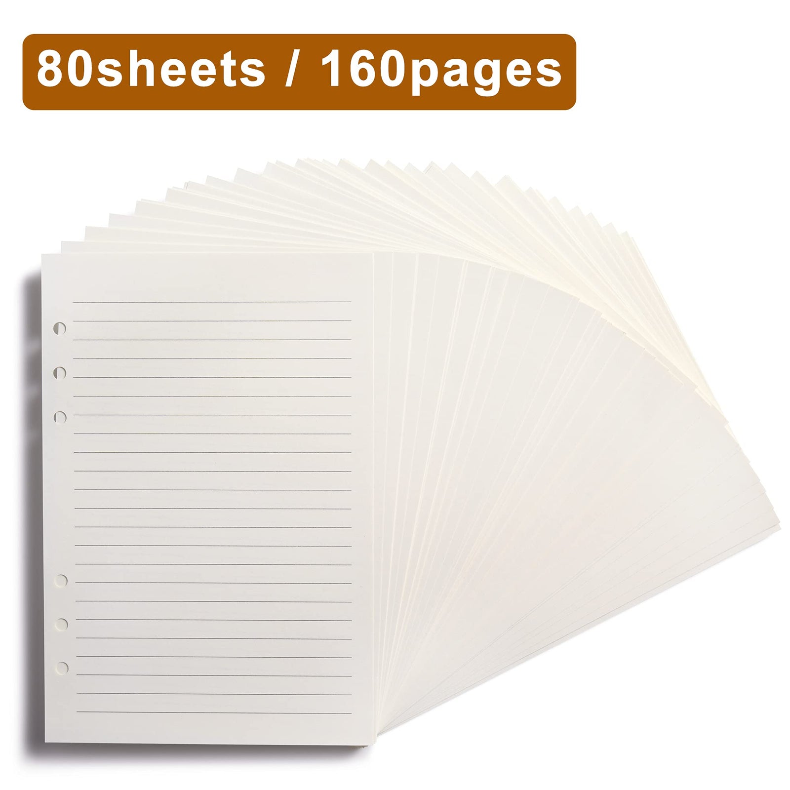 Refill A5 lined - Ring binder paper - Agenda refill - Notebook paper - Loose-leaf paper - School supplies - Office supplies - Writing pad - Notepad - 6 rings - Notepad - Agenda paper - 80 sheets