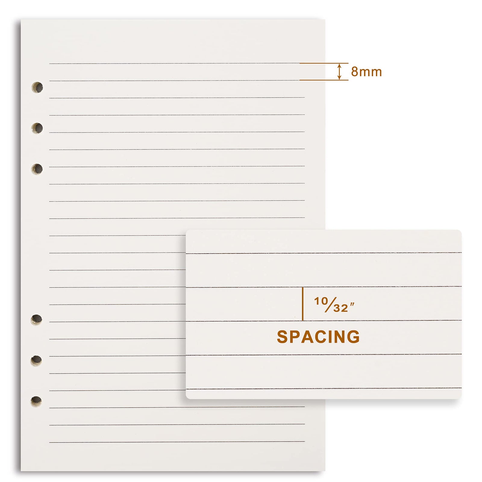 Refill A5 lined - Ring binder paper - Agenda refill - Notebook paper - Loose-leaf paper - School supplies - Office supplies - Writing pad - Notepad - 6 rings - Notepad - Agenda paper - 80 sheets