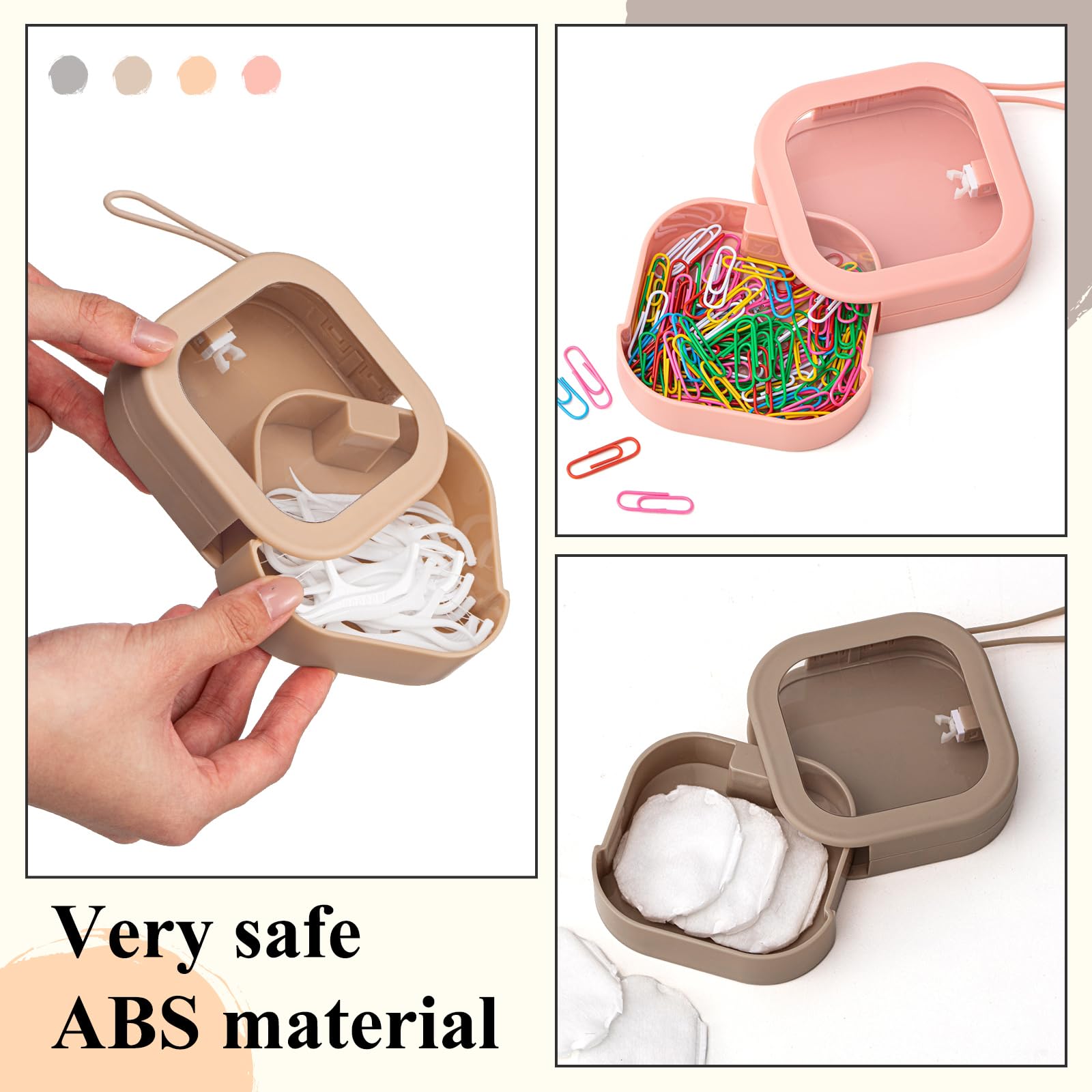 Jewelry box - Storage box - Cotton swab holder - Travel organizer - Makeup organizer - Hair accessories - Jewelry organizer - Bathroom accessories - Cable organizer - Storage tray - White - Pink - 2 pieces