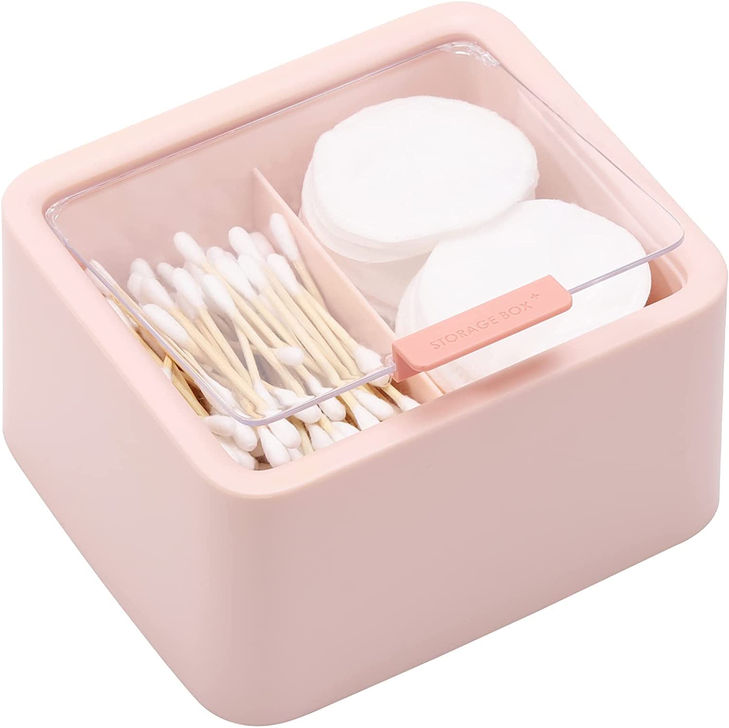 Cotton swab holder - Cotton pad holder - Bathroom organizer - Makeup organizer - Jewelry box - Storage box with lid - Dispenser - Bathroom accessories - Toiletries - Storage - Blue - Pink - 2 pieces