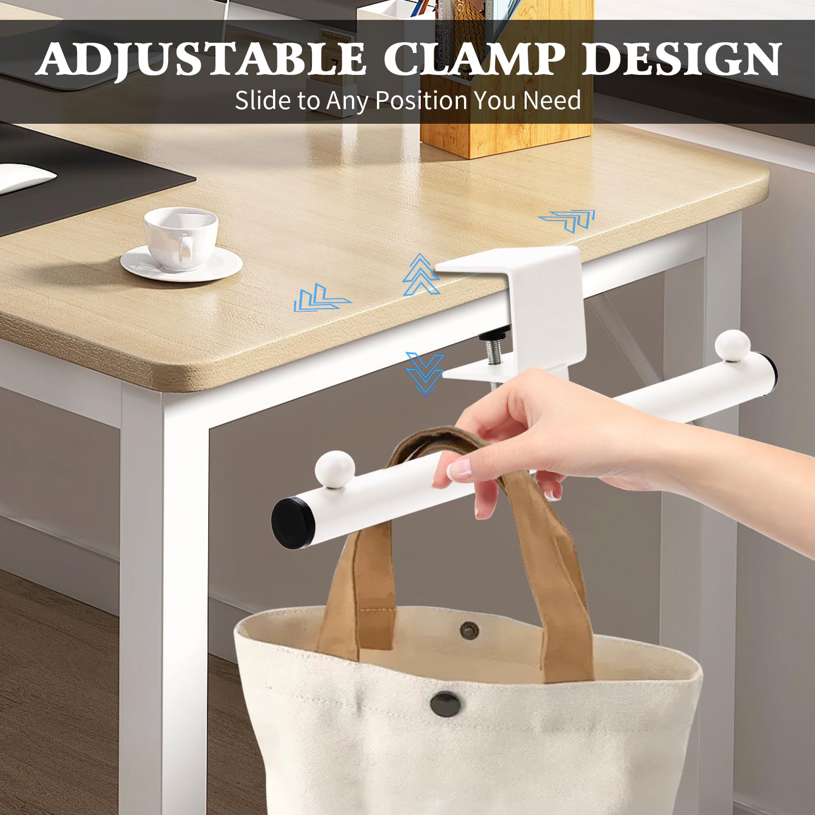 Headphone holder - Bag hook - Desk organizer - Headset holder - Desk accessories - Backpack holder - Gaming accessories - Headphone stand - Hanging hook - Office supplies - Bag hanger - White - 1 piece