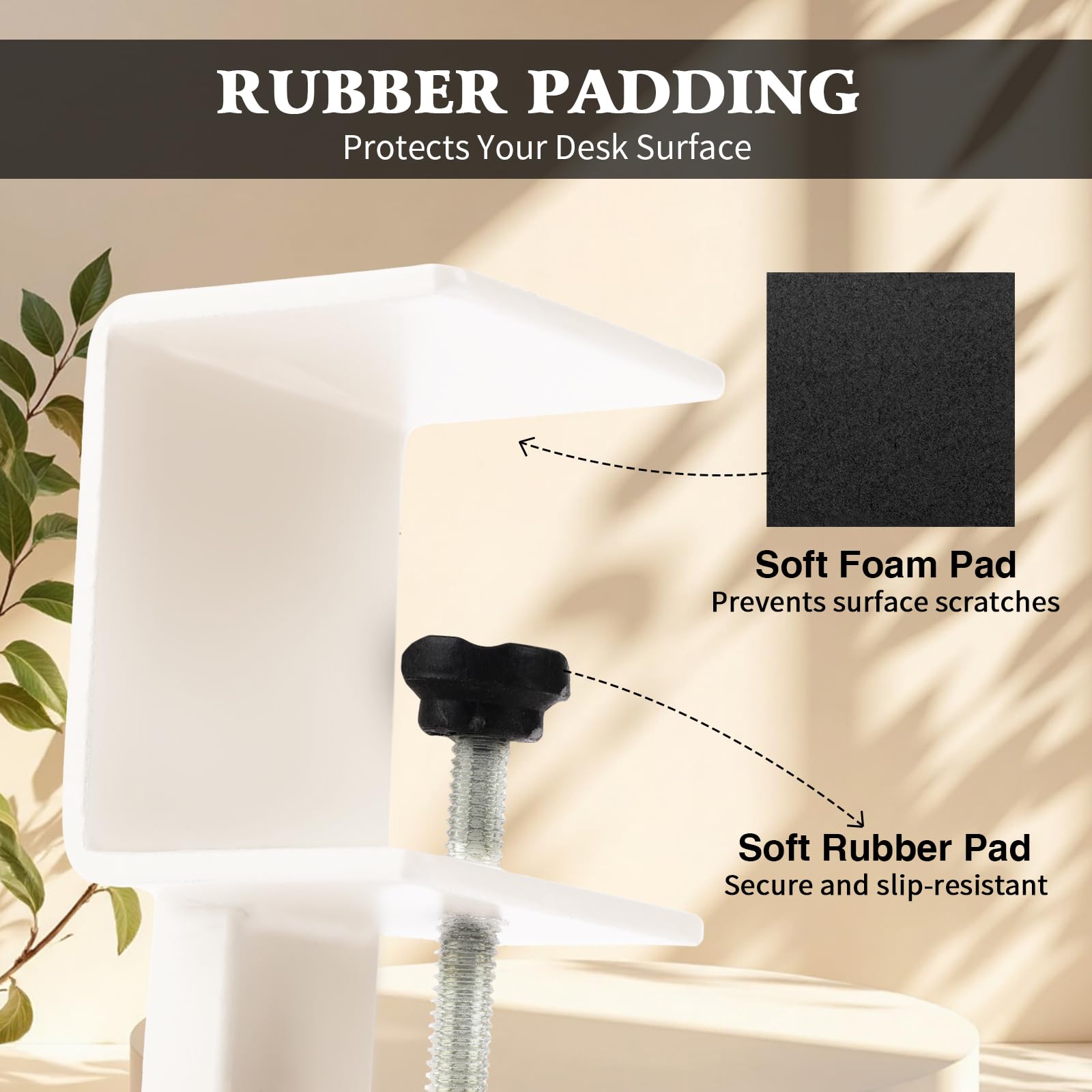 Headphone holder - Bag hook - Desk organizer - Headset holder - Desk accessories - Backpack holder - Gaming accessories - Headphone stand - Hanging hook - Office supplies - Bag hanger - White - 1 piece