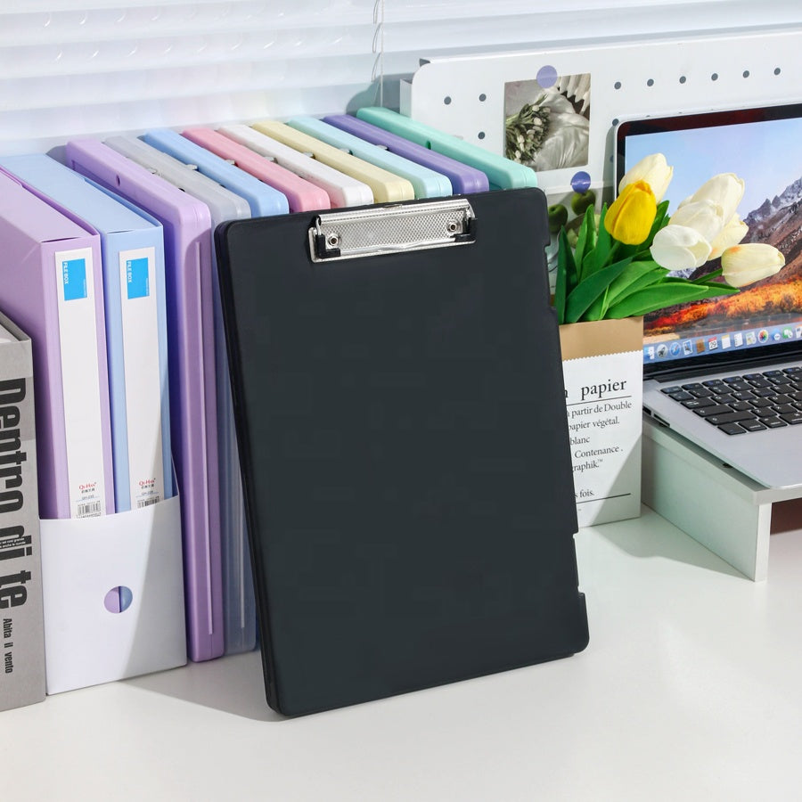 Clipboard A4 - Writing Folder - Foldable Clipboard - Office Accessories - Office Supplies - Nursing - Warehouse - Document Folder - Work Folder - Hospitality - Sturdy Plastic - Privacy Protection - Professional Use - Black - 1 piece