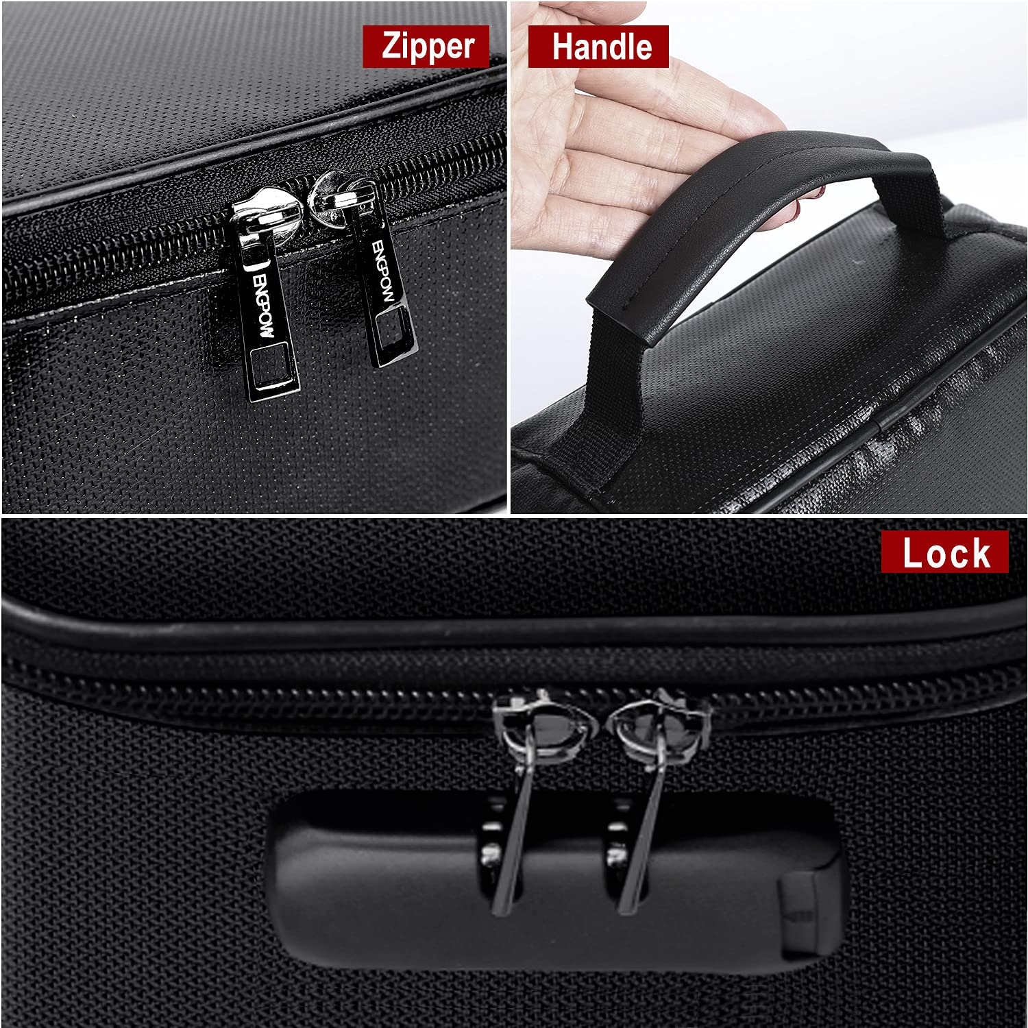 Document Organizer - Storage Bag with Combination Lock - Travel Folder - Documents - Passport Holder - Office Supplies - Security Bag - Water-Repellent - Tablet Storage - Administration - Holiday Accessories - Briefcase - Black - 1 Piece
