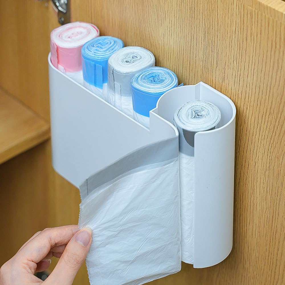 Kitchen Cabinet Organizer - Spice Rack - Door Rack - Kitchen Accessories - Storage Rack - Sink Cabinet Organizer - Garbage Bag Holder - No Drilling - Cabinet Interior - Kitchen Aid - Space Saving - Bathroom Organizer - Adhesive - White - Pack of 2