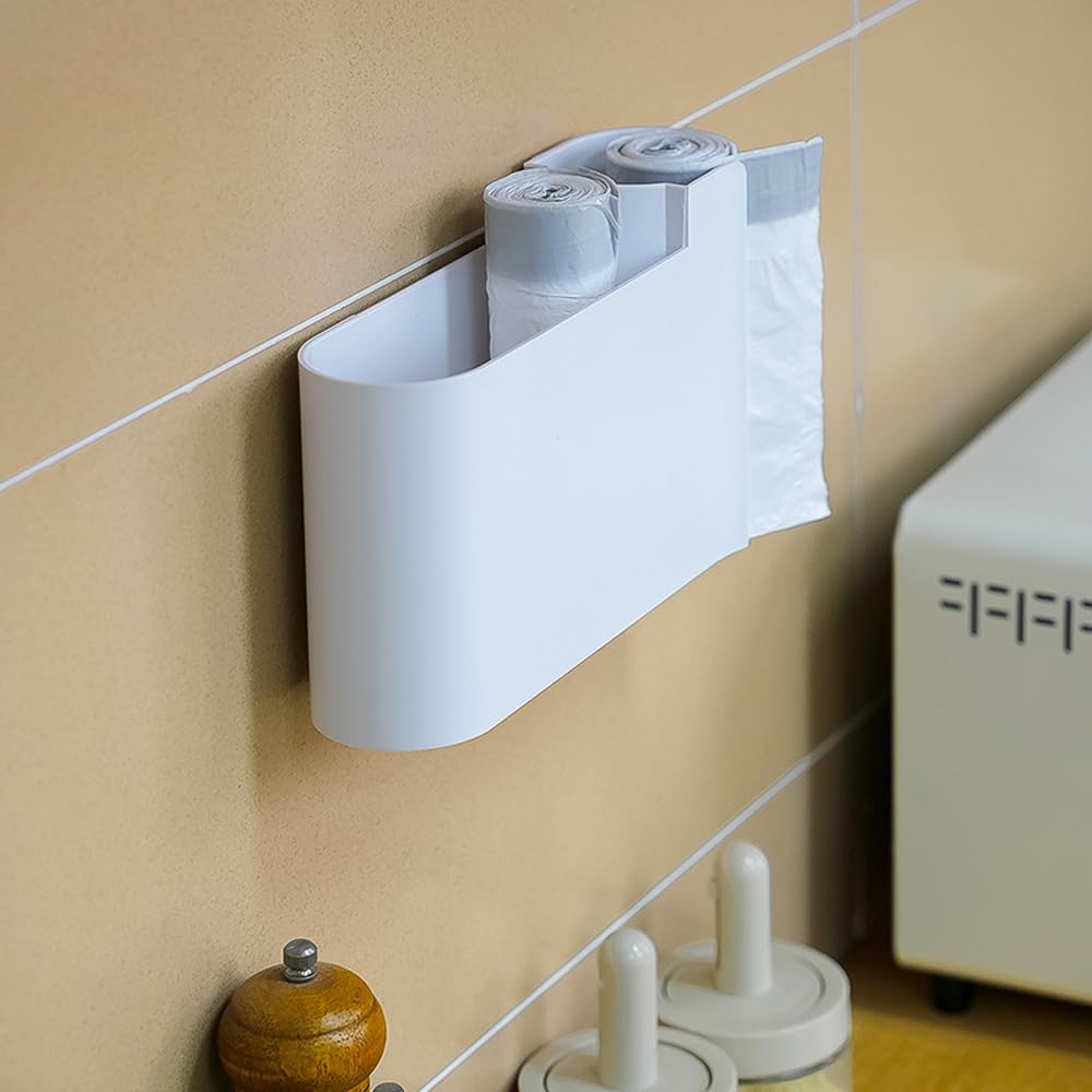 Kitchen Cabinet Organizer - Spice Rack - Door Rack - Kitchen Accessories - Storage Rack - Sink Cabinet Organizer - Garbage Bag Holder - No Drilling - Cabinet Interior - Kitchen Aid - Space Saving - Bathroom Organizer - Adhesive - White - Pack of 2