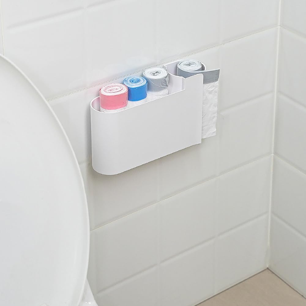 Kitchen Cabinet Organizer - Spice Rack - Door Rack - Kitchen Accessories - Storage Rack - Sink Cabinet Organizer - Garbage Bag Holder - No Drilling - Cabinet Interior - Kitchen Aid - Space Saving - Bathroom Organizer - Adhesive - White - Pack of 2