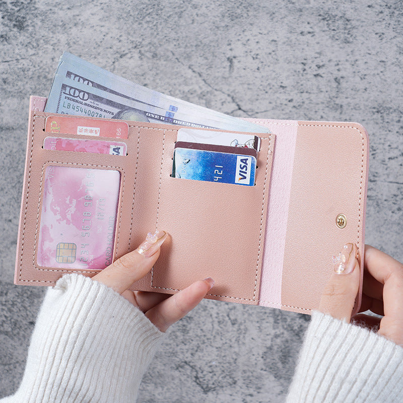 Women's Wallet - Small Women's Wallet - Card Holder - Mini Wallet - Flap Wallet - Faux Leather - Compact Size - Coin Compartment - Gift for Women - Stylish Design - Travel - Convenient Size - PU Leather - 6 Colors - Pack of 6