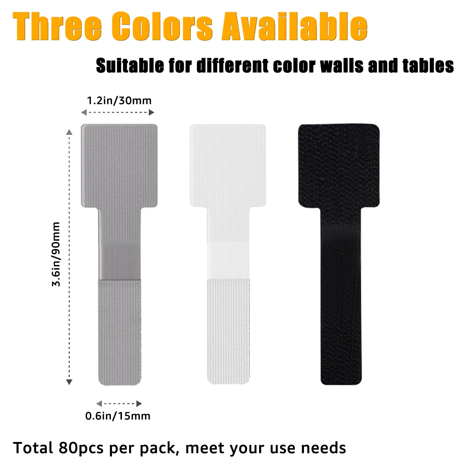 Cable Clips - Cable Management - Cable Organizer - Cable Holder - Self-Adhesive - Velcro - Cable Ties - Cord Clips - Desk Accessories - Cable Management - Cord Holder - Office - Gaming Setup - Cable Tie - Organize - Gray - 80 Pieces