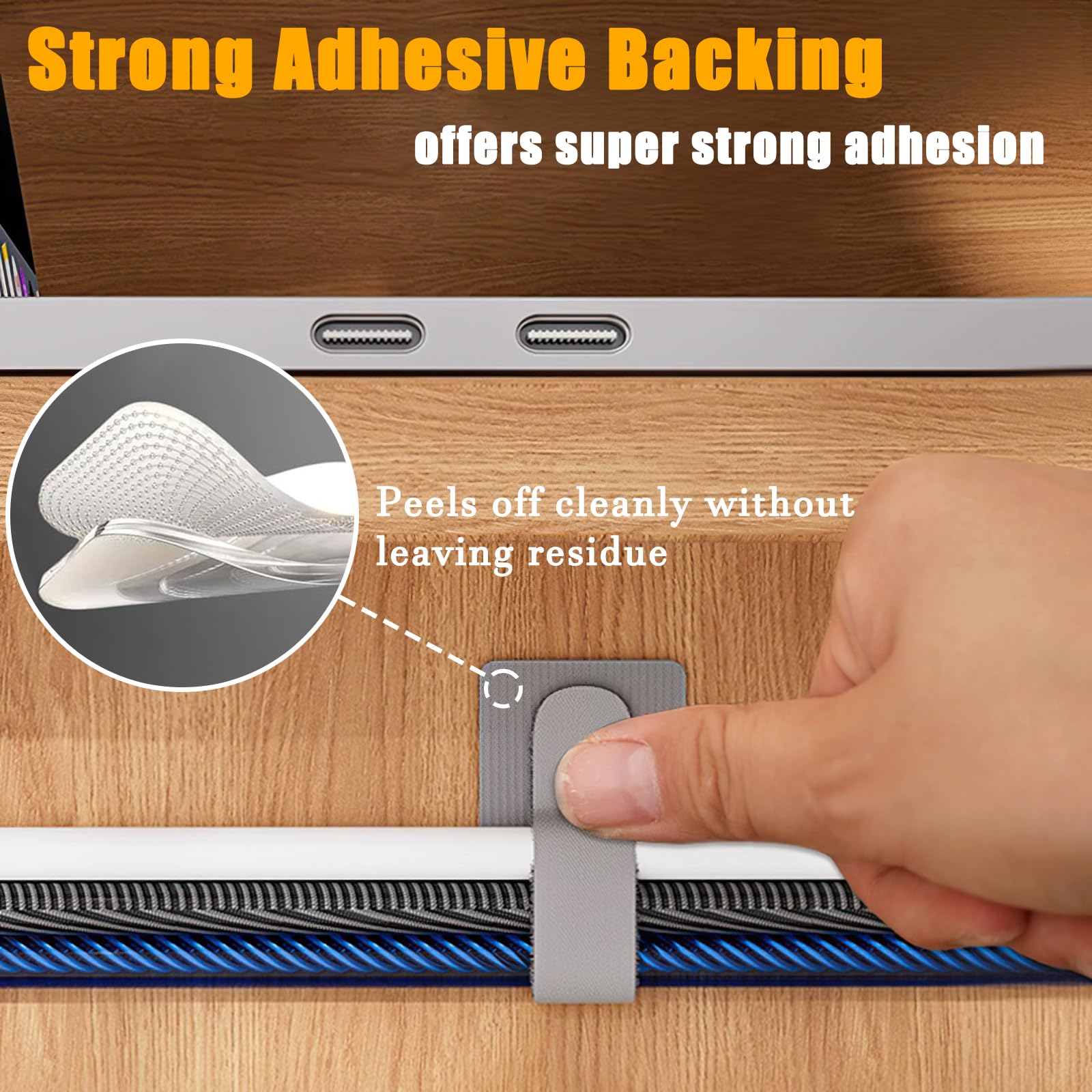 Cable Clips - Cable Management - Cable Organizer - Cable Holder - Self-Adhesive - Velcro - Cable Ties - Cord Clips - Desk Accessories - Cable Management - Cord Holder - Office - Gaming Setup - Cable Tie - Organize - Gray - 80 Pieces