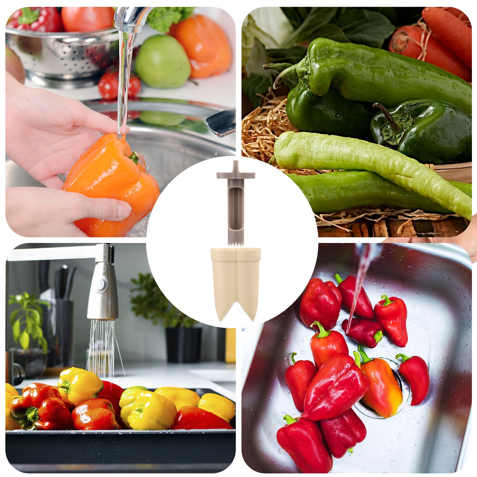 Bell Pepper Pitter - Jalapeño Pepper Drill - Chili Pepper Core Remover - Universal Vegetable Cutter - Kitchen Utensils - Bell Pepper Drill - Seed Remover - Handy Kitchen Aid - Fruit and Vegetable Tool - Kitchen Accessories - White - 2 Pieces