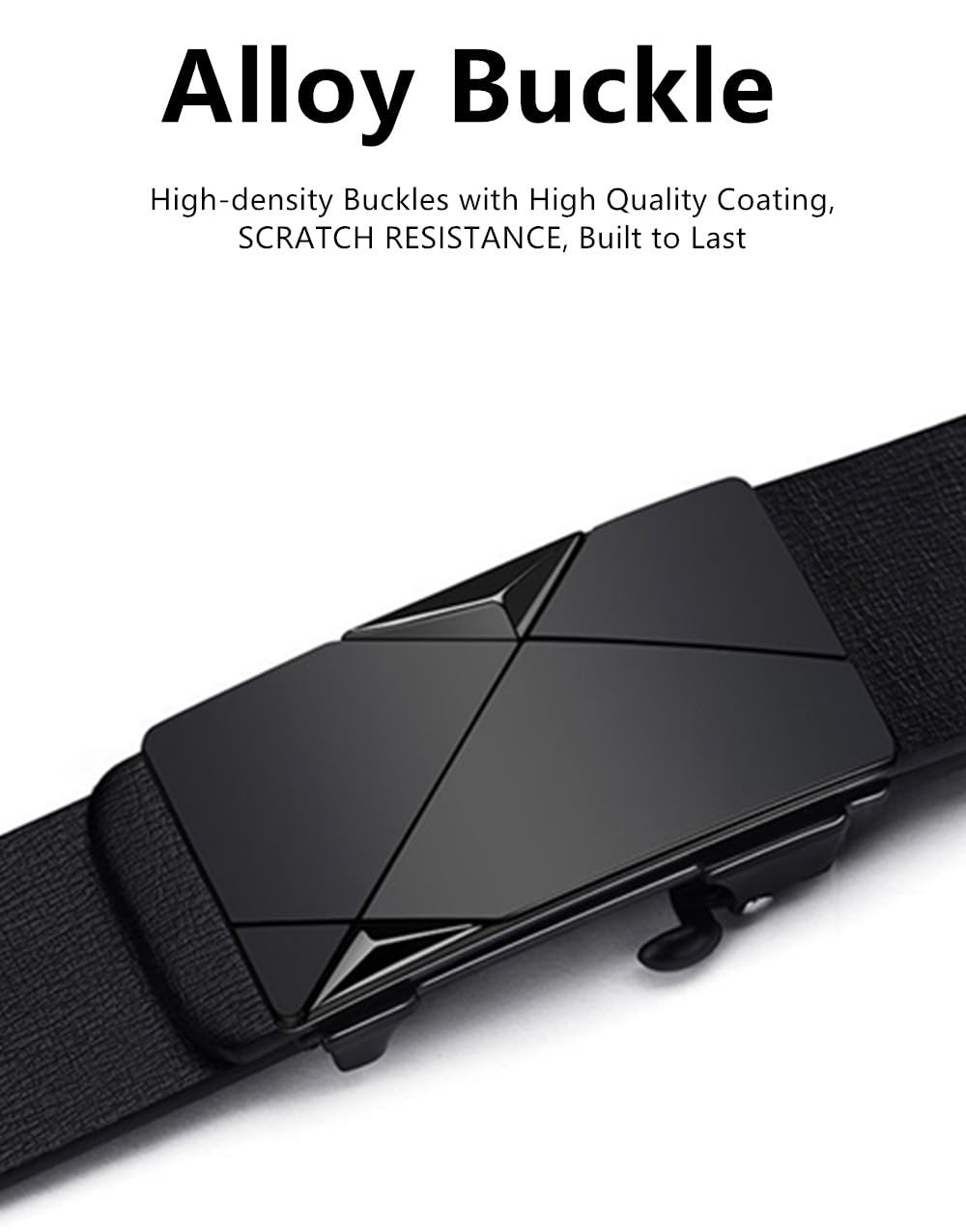 Men's Belt - Men's Trouser Belt - Belt with Automatic Buckle - Click Belt - Belt Without Holes - Luxury Costume Belt - Jeans Belt - Gift for Men - Infinitely Adjustable - 110 cm 120 cm 130 cm - Black - 3 Pieces