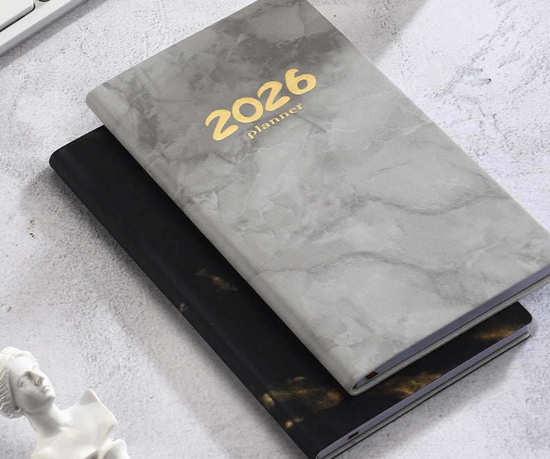 Pocket diary 2026 - A6 diary - Weekly planner - Yearly planner - Organizer - Planner book - 2026 diary for women - School diary - Weekly diary - Compact diary - Diary - Planning tool - Small diary - Marble design - Black - 1 piece