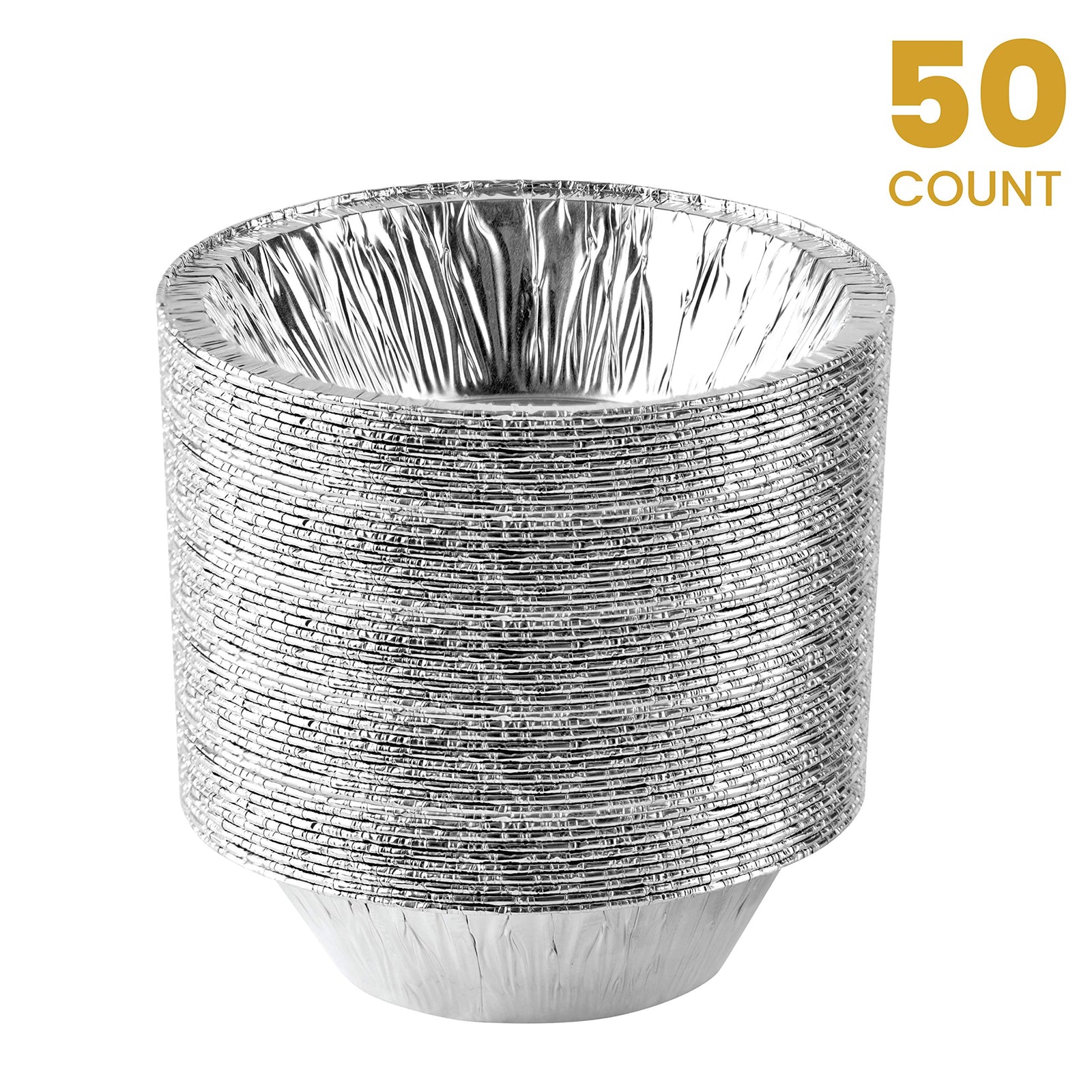 Aluminum Trays - Airfryer Trays Round - Oven Trays - BBQ Drip Trays - Disposable Trays - Aluminum Bowls - Grill Accessories - Small Baking Pans - Food Containers - Heat Resistant - Grease Collection Trays - Catering Trays - Sturdy - Silver - 50 Pieces