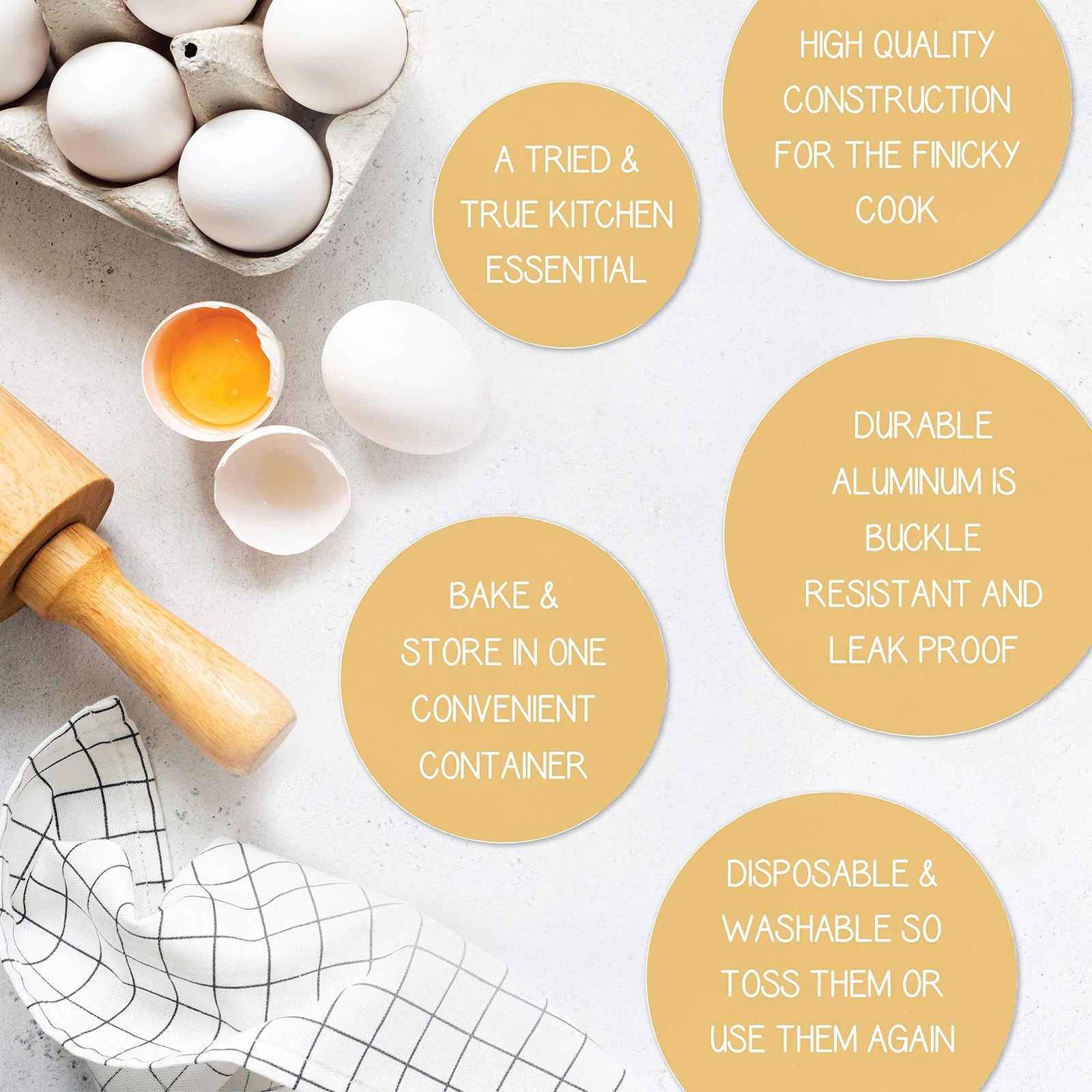 Aluminum Trays - Airfryer Trays Round - Oven Dishes - Aluminum Trays - Disposable Trays - BBQ Trays - Grill Accessories - Universal Baking Pans - Heat Resistant - Food Containers - Catering Trays - Baking and Roasting - Handy - Silver - 50 Pieces