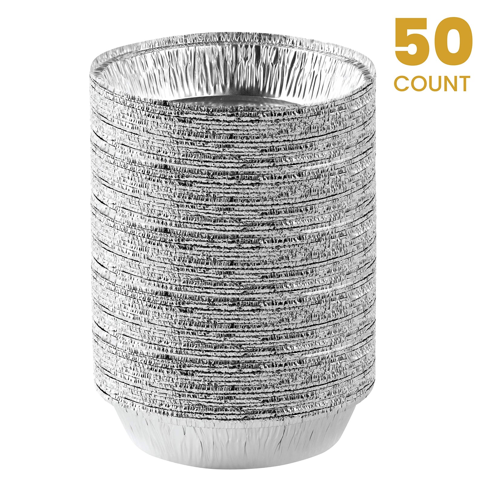 Aluminum Trays - Airfryer Trays Round - Oven Dishes - Aluminum Trays - Disposable Trays - BBQ Trays - Grill Accessories - Universal Baking Pans - Heat Resistant - Food Containers - Catering Trays - Baking and Roasting - Handy - Silver - 50 Pieces