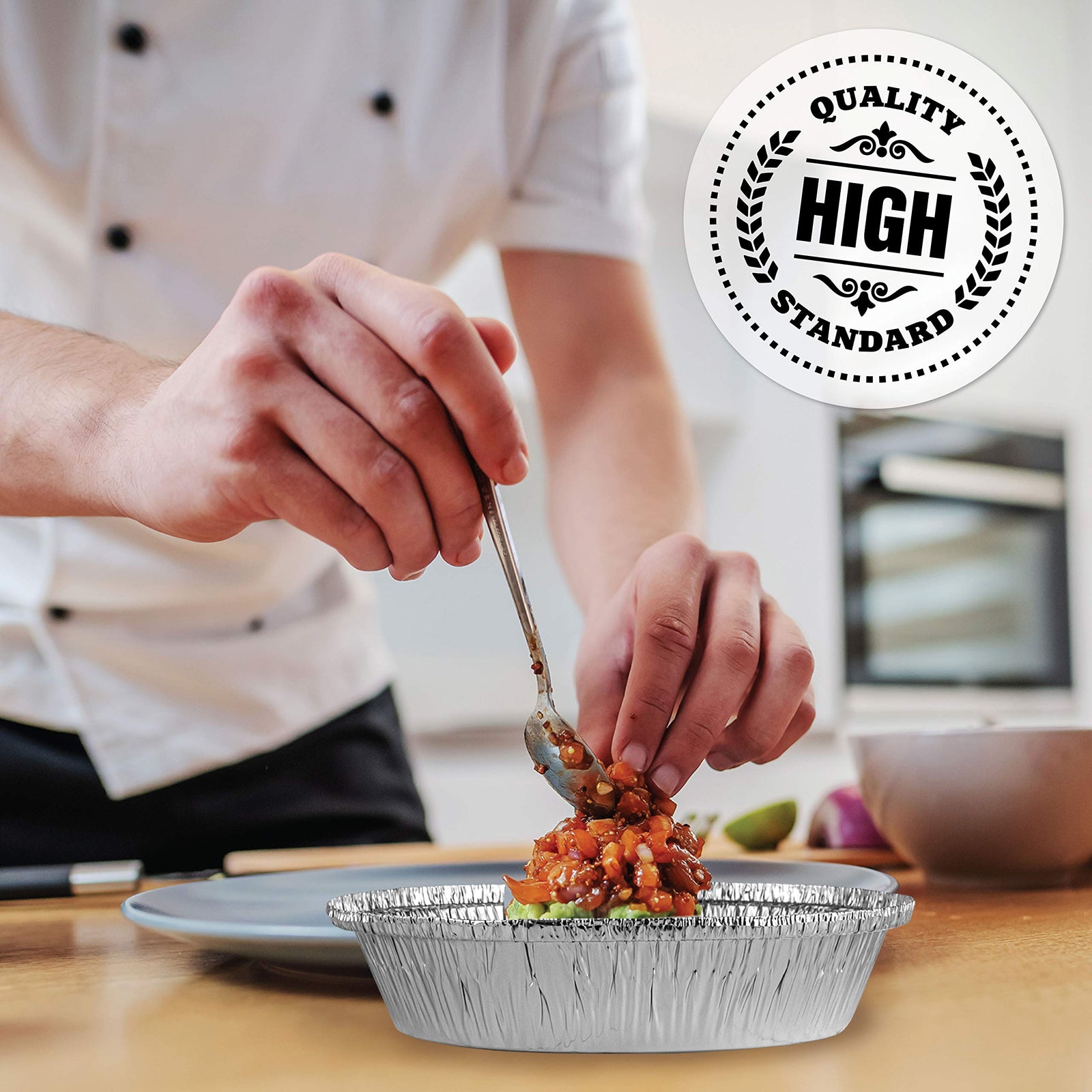 Aluminum Trays - Airfryer Trays Round - Oven Dishes - Aluminum Trays - Disposable Trays - BBQ Trays - Grill Accessories - Universal Baking Pans - Heat Resistant - Food Containers - Catering Trays - Baking and Roasting - Handy - Silver - 50 Pieces