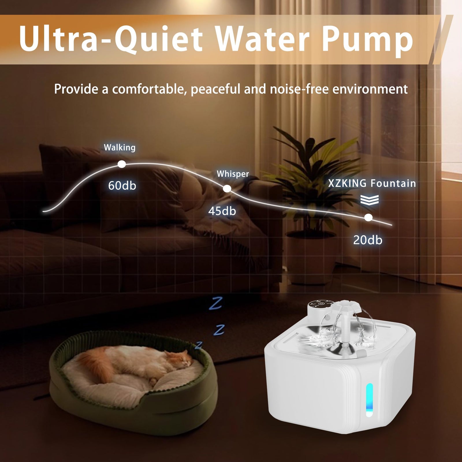 Cat Drinking Fountain - Water Fountain - Dog Drinking Bowl - Automatic Drinking Bowl - Cat Fountain - Dog Fountain - Water Dispenser - Whisper-Quiet - Includes 8 Filters - LED Lighting - Water Bowl - Pet Accessories - 2.8 Liters - Black - 1 Piece