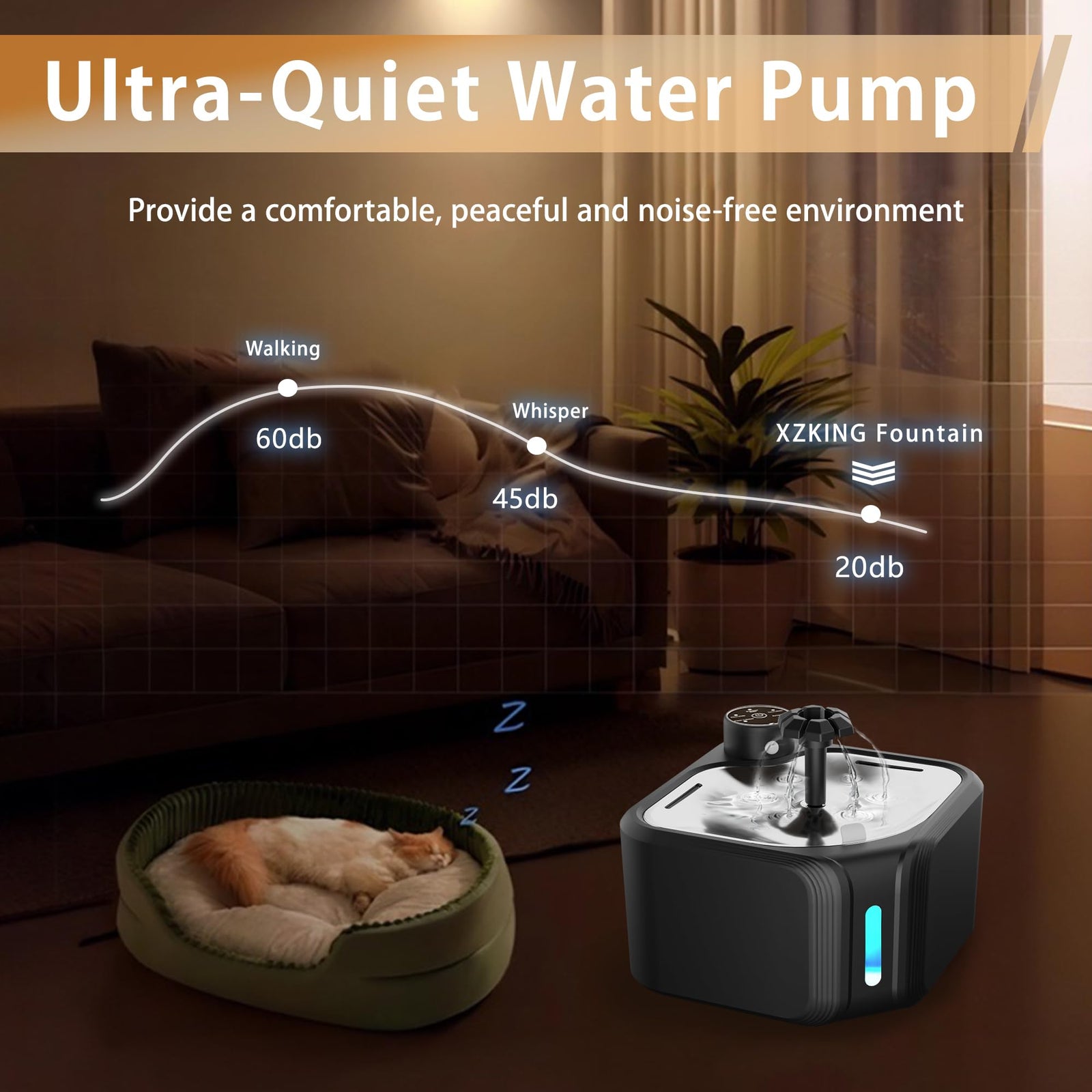 Cat Drinking Fountain - Water Fountain - Dog Drinking Bowl - Automatic Drinking Bowl - Cat Fountain - Dog Fountain - Water Dispenser - Whisper-Quiet - Includes 8 Filters - LED Lighting - Water Bowl - Pet Accessories - 2.8 Liters - White - 1 Piece