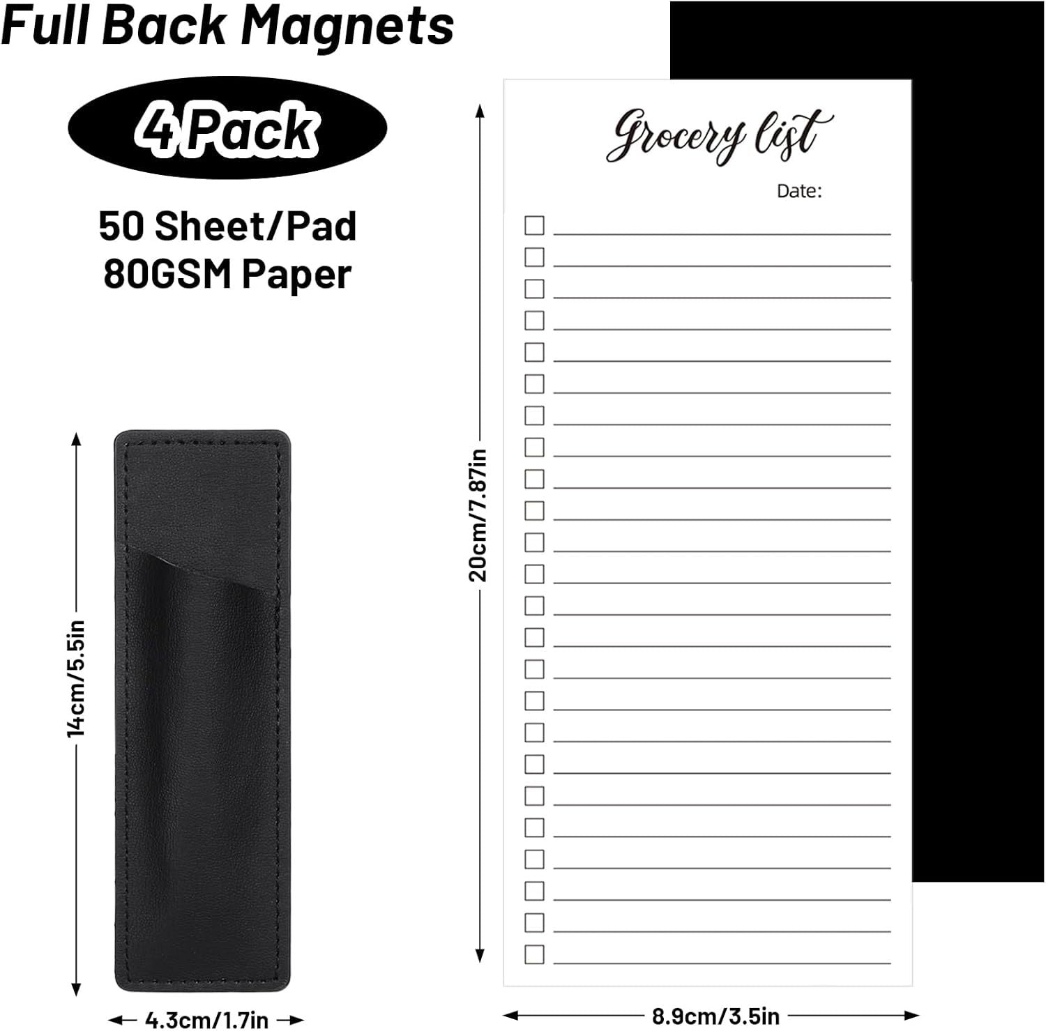 Magnetic Notepad Fridge - Grocery List - Weekly Planner - To Do List - Meal Planner - Memo Pad - Writing Pad - Menu Planner - Notebook - Magnetic Lists - To-Do List - White - 4 Pieces
