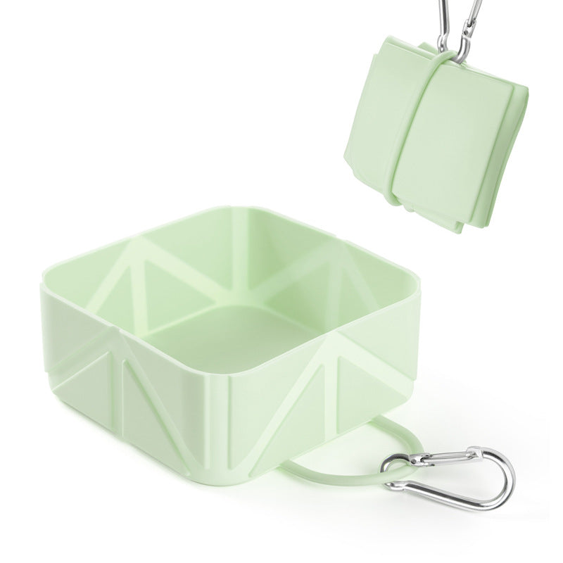 Foldable Dog Food Bowl - Dog Drinking Bowl - Dog Bowl - Travel Bowl - Water Bowl - Food Bowl - Dog Supplies - Hiking - Camping - On the Go - Silicone Bowl - Portable Food Bowl - Dog Accessories - Light Green - 1 Piece