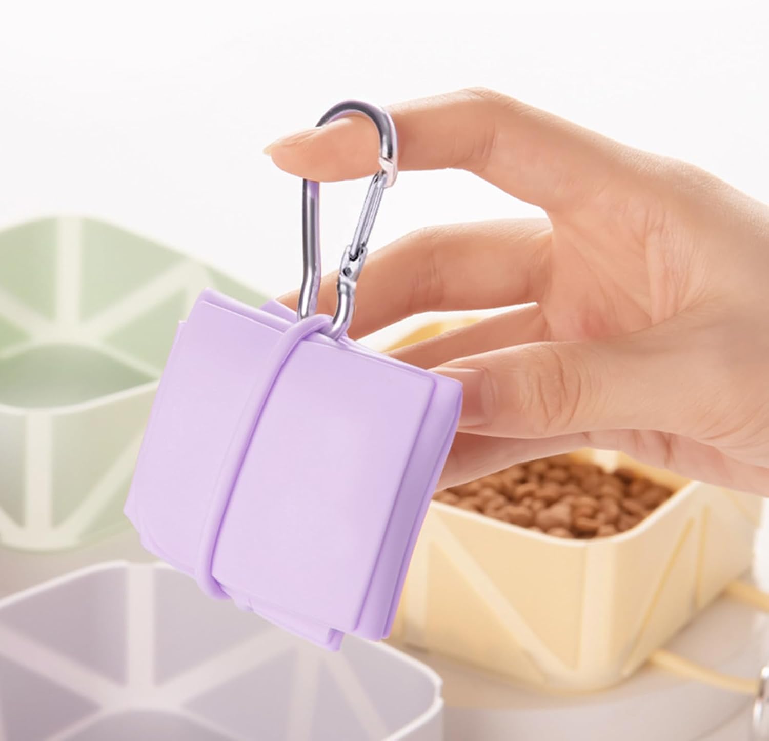 Foldable Dog Food Bowl - Dog Drinking Bowl - Dog Bowl - Travel Bowl - Water Bowl - Food Bowl - Dog Supplies - Hiking - Camping - On the Go - Silicone Bowl - Portable Food Bowl - Dog Accessories - White - 1 Piece