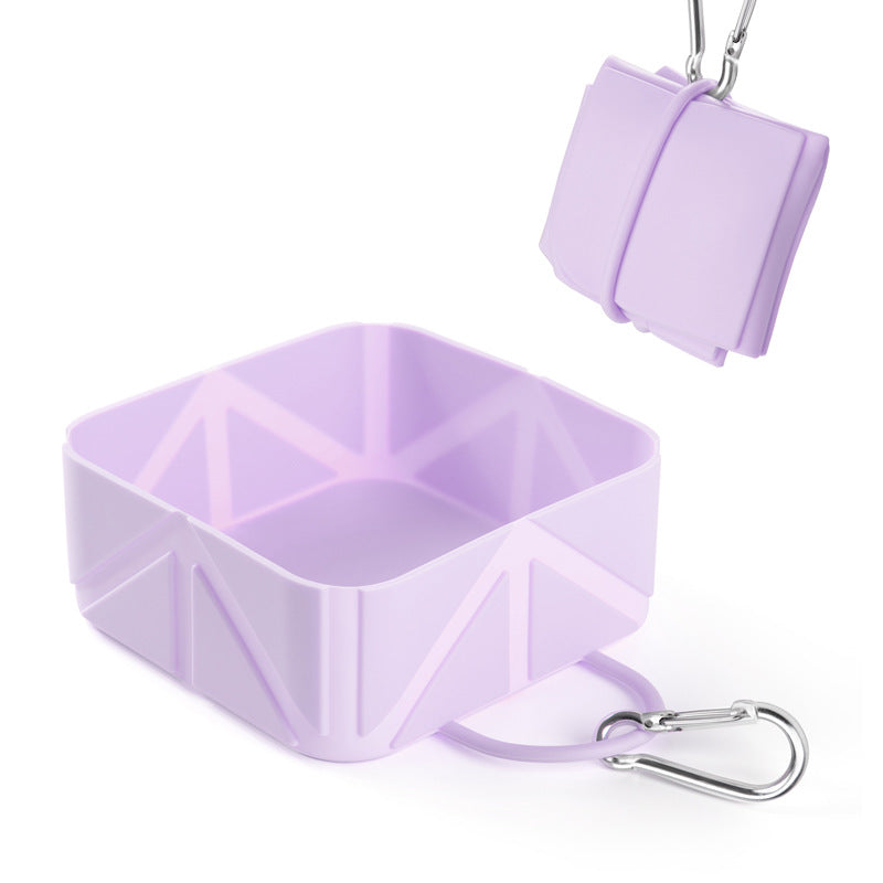 Foldable Dog Food Bowl - Dog Drinking Bowl - Dog Bowl - Travel Bowl - Water Bowl - Food Bowl - Dog Supplies - Hiking - Camping - On the Go - Silicone Bowl - Portable Food Bowl - Dog Accessories - Purple - 1 Piece