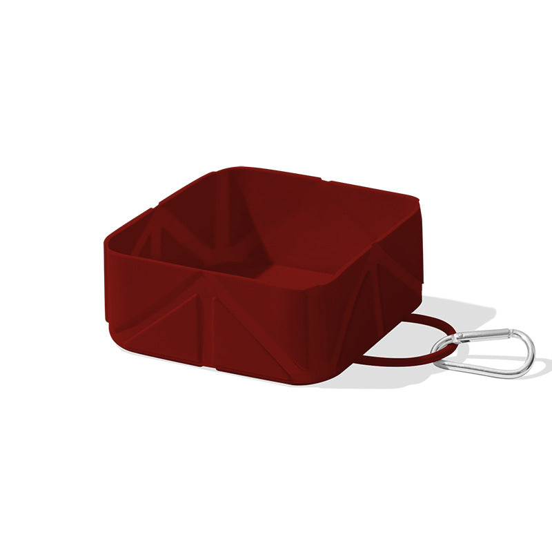 Foldable Dog Food Bowl - Dog Drinking Bowl - Dog Bowl - Travel Bowl - Water Bowl - Food Bowl - Dog Supplies - Hiking - Camping - On the Go - Silicone Bowl - Portable Food Bowl - Dog Accessories - Dark Red - 1 Piece