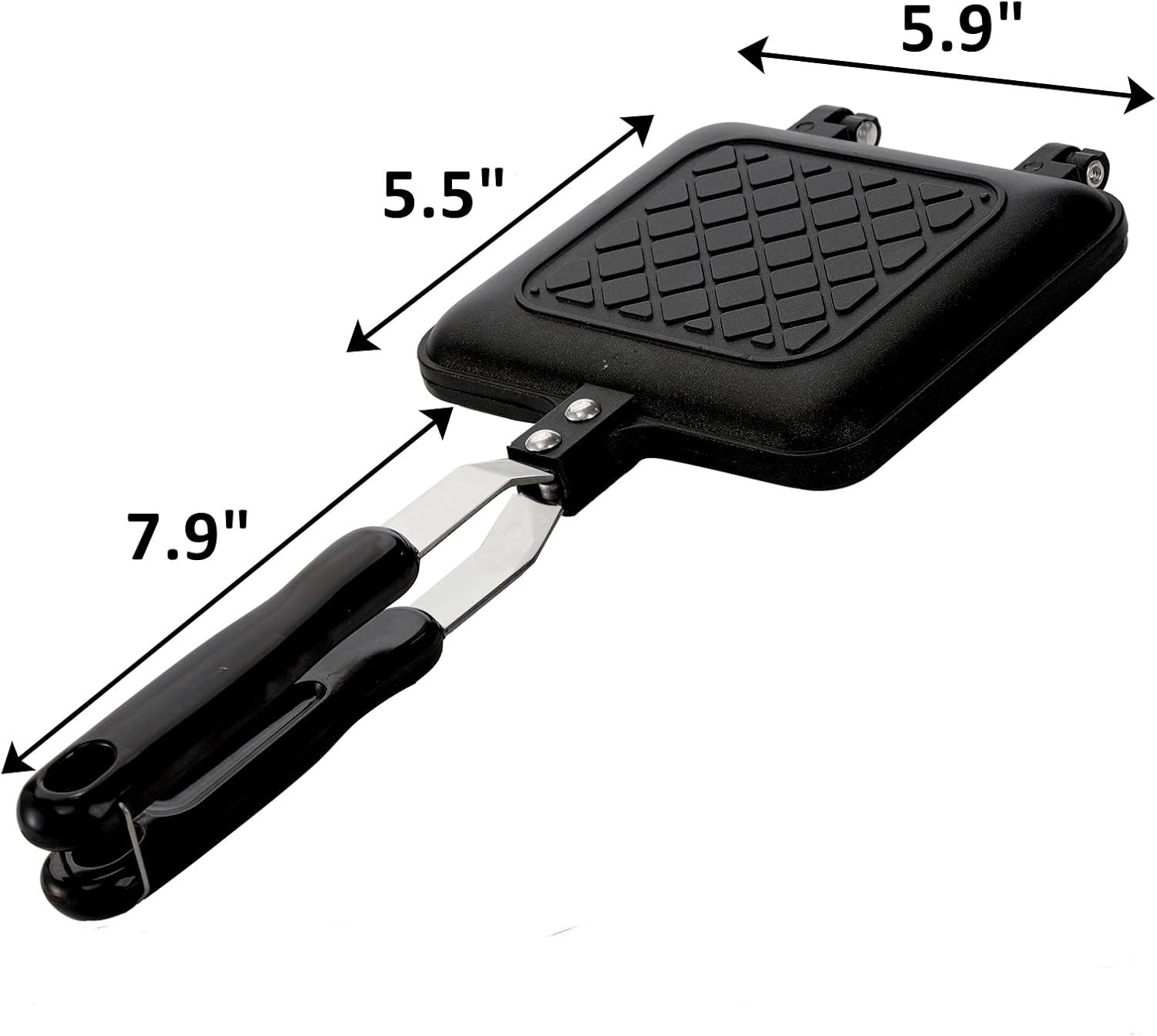 Sandwich Iron - Sandwich Maker - Grill Pan - Camping Sandwich Iron - Panini Grill - Frying Pan - Gas Stove Pan - Double-Sided Pan - Non-Stick Coating - Sandwich Clamp - Manual Toaster - Toaster - Breakfast Making - Kitchen - Black - 1 Piece