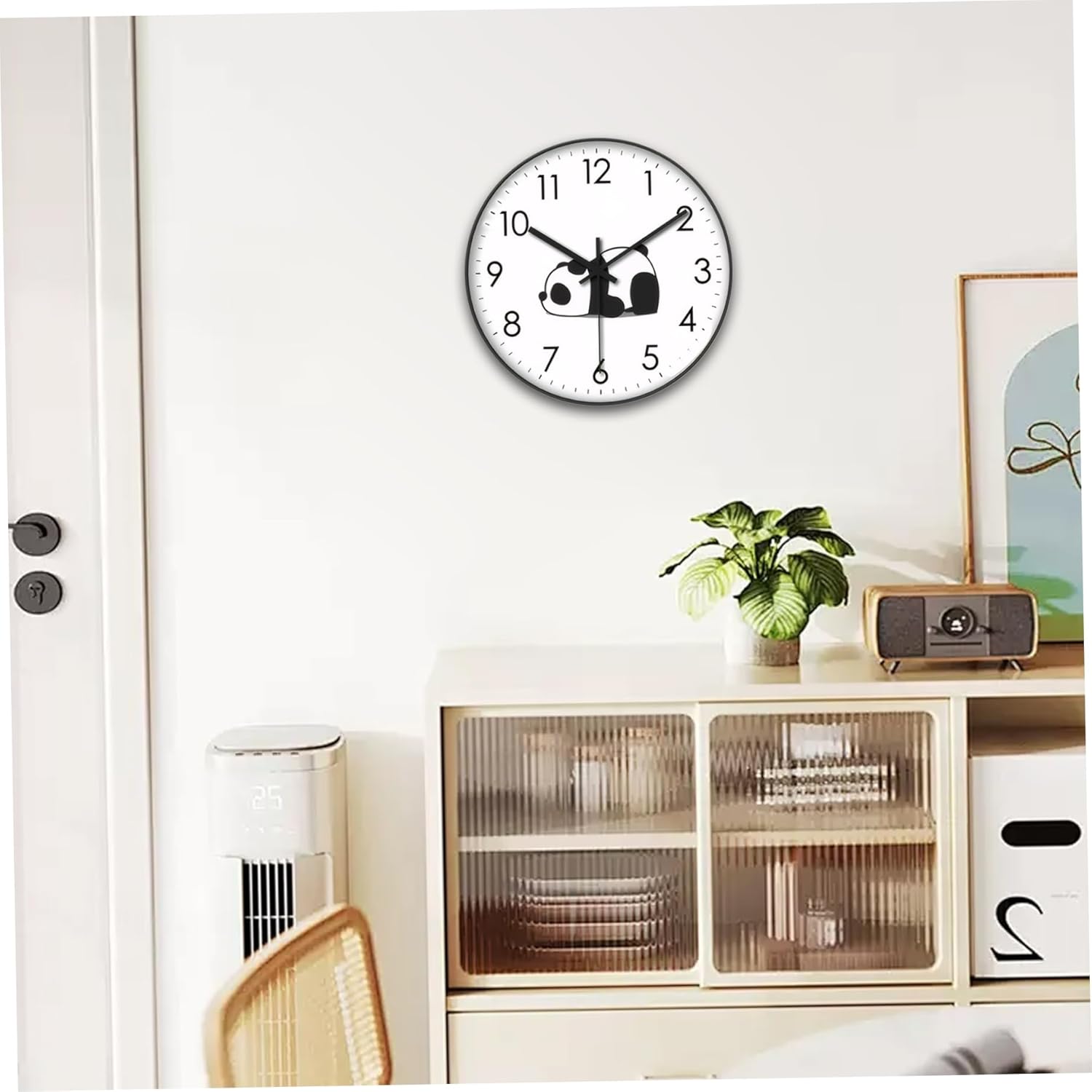 Wall Clock - Clock - Silent Wall Clock - Wall Clock - Analog Clock - Living Room Wall Clock - Bedroom Clock - Panda Design - Animal Motif - Modern Interior - Silent - Not Ticking - Wall Decoration - Office - Kitchen - Black and White - 1 Piece