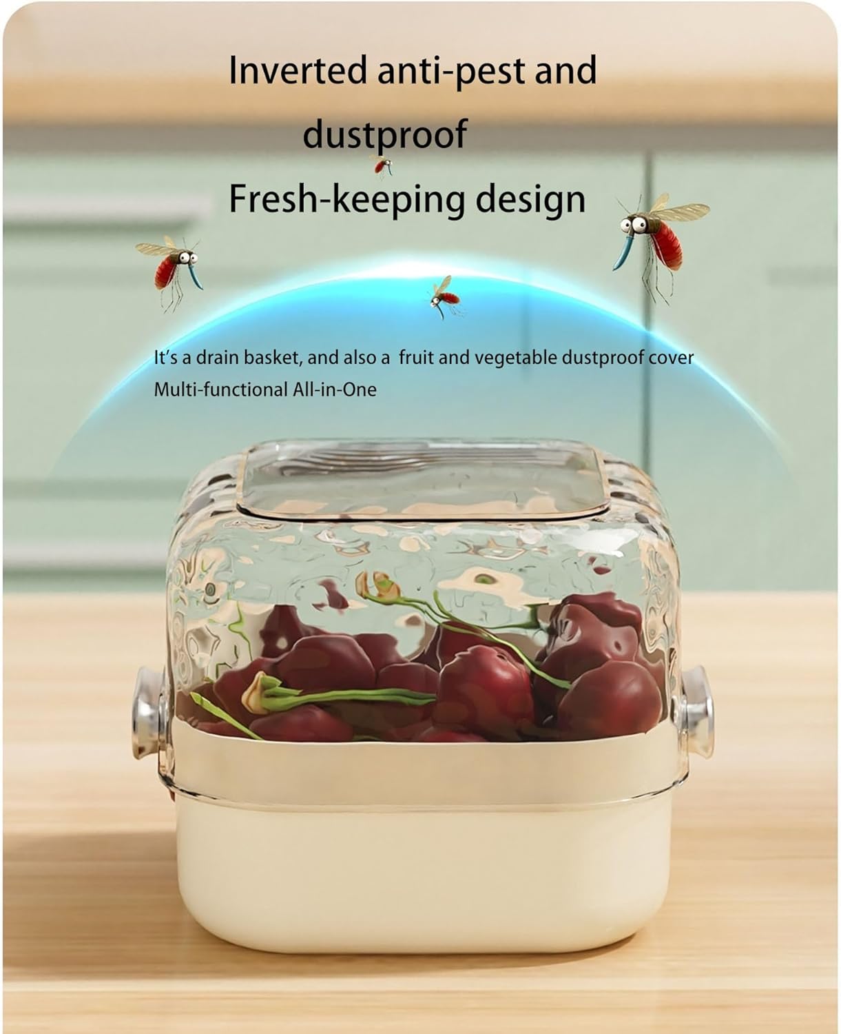 Colander - Kitchen Colander - Sieve - Fruit Basket - Vegetable Basket - Draining Set - Washing Colander - Double Layered - With Bowl - Kitchen Organization - Fruits and Vegetables - Pasta and Rice - Stackable - Multifunctional - 3 Sizes - Milky White - 6