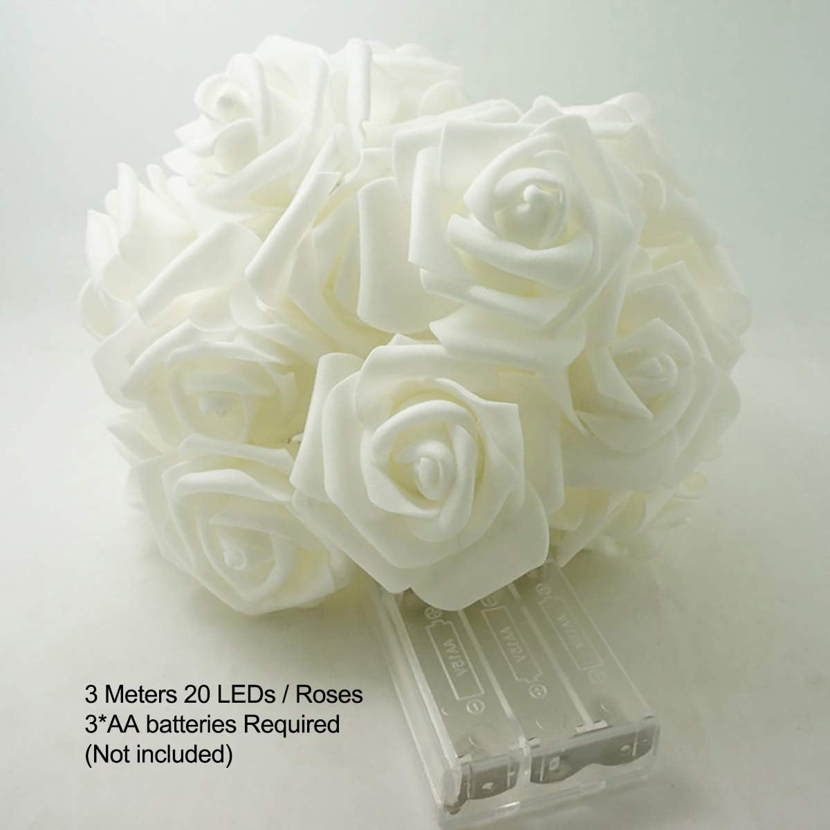 Rose Fairy Lights - Indoor Mood Lighting - Bedroom Decoration - LED Lights - Artificial Flowers - Wedding Decoration - Window Decoration - Valentine's Day Gift - Fairy Lights - Home Accessories - Party Lighting - Pink and White - 1 Piece