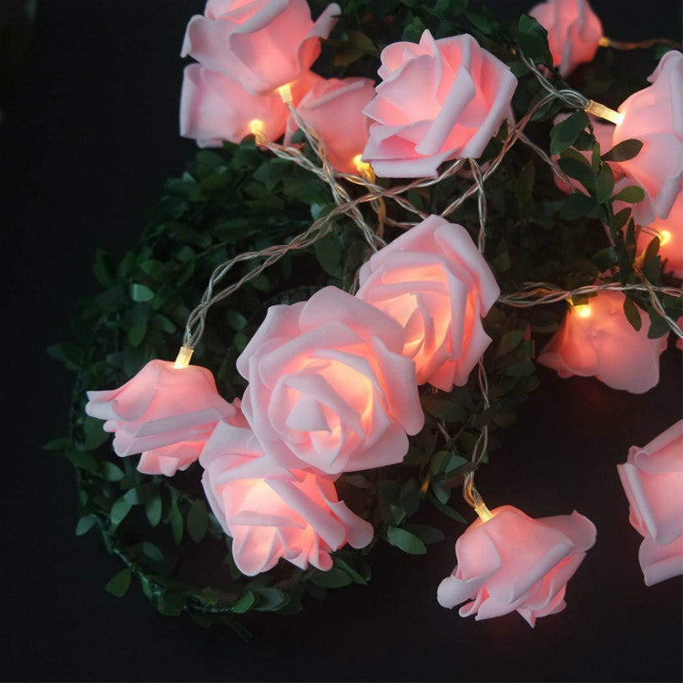 Rose Fairy Lights - Indoor Mood Lighting - Bedroom Decoration - LED Lights - Artificial Flowers - Wedding Decoration - Window Decoration - Valentine's Day Gift - Fairy Lights - Home Accessories - Party Lighting - Pink - 1 Piece