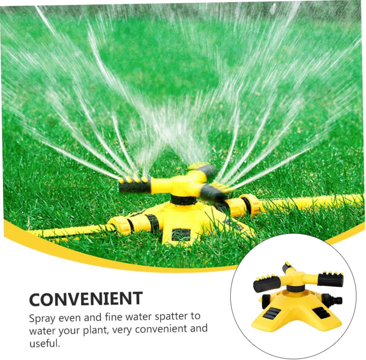 Garden Sprinkler - Lawn Sprinkler - Water Sprinkler - Garden Irrigation - Garden Sprinkler - Circular Sprinkler - Automatic Watering System - 360 Degree Rotation - Irrigation System - Garden Irrigation - Yellow and Black - 1 Piece