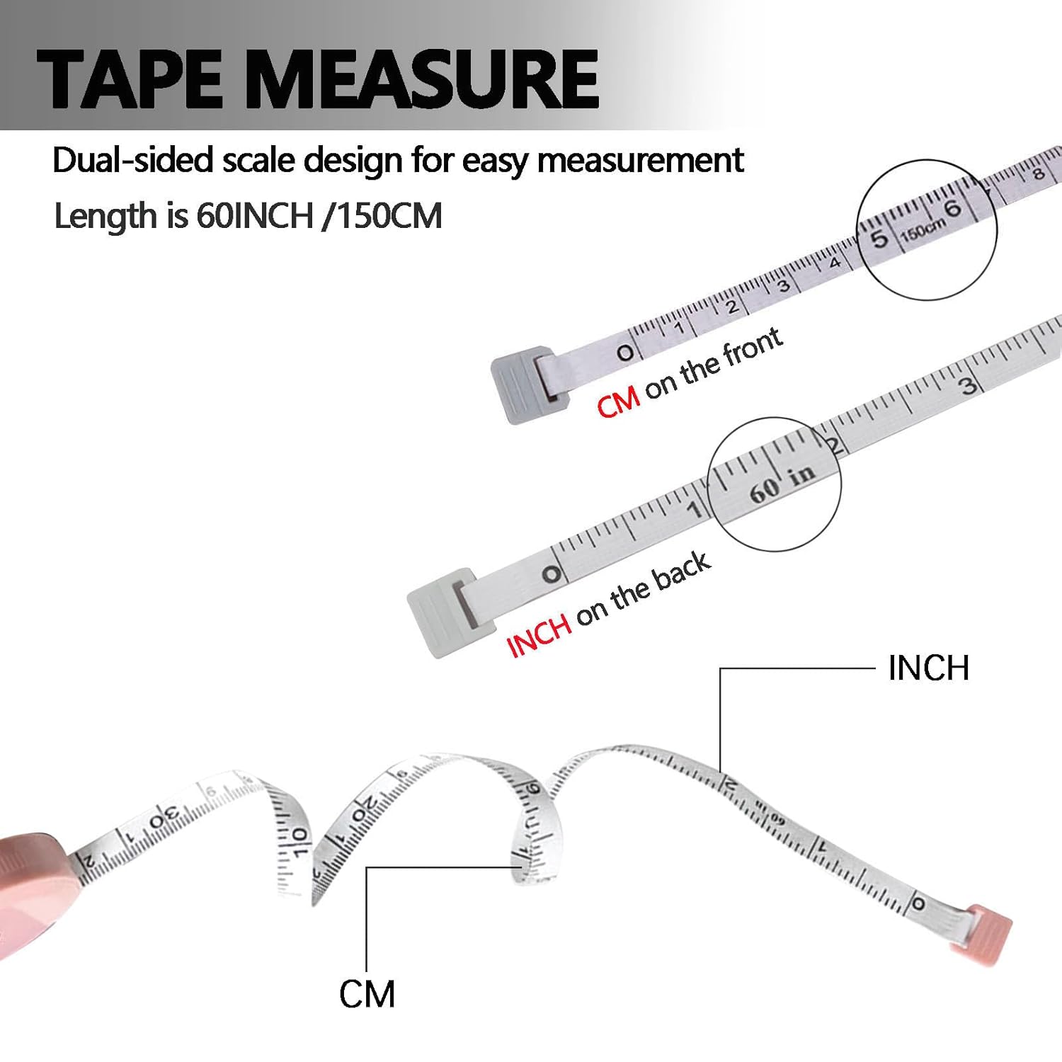 Measuring Tape - Tailor's Tape - Tape Measure - Centimeter - Body Measurement - Sewing Accessories - Roll-up - Sewing Kits - Waist Measurement - Flexible - Centimeter Tape - Sewing Supplies - 150 cm - Hobby - Multicolor - Pack of 4