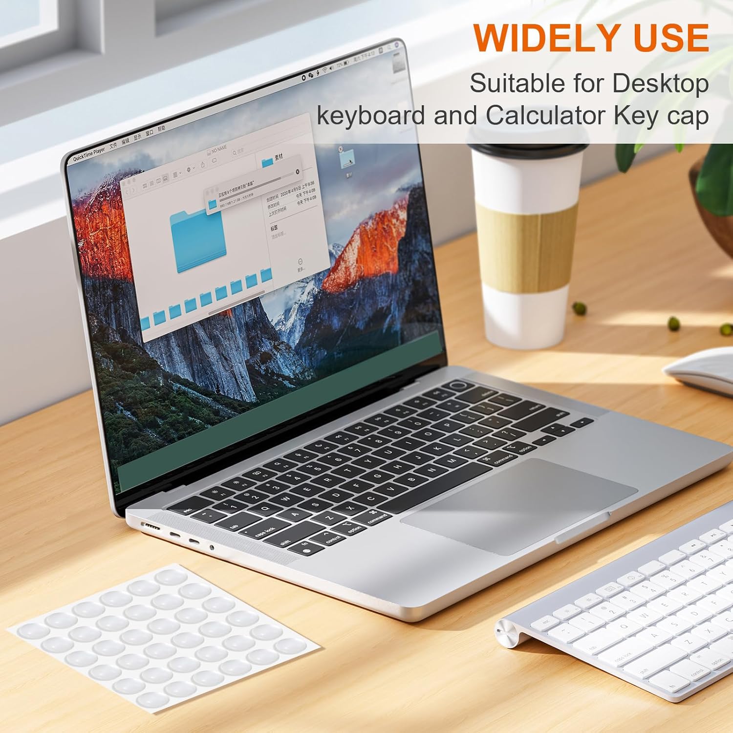 Keyboard Stickers - Typing with Long Nails - 3D Silicone Keycaps - Laptop Accessories - Nail Protectors - Tactile Marking - Keyboard Protection - Anti-Slip Keys - Typewriter Effect - Universal Round Buttons - High Transparency - 72 Pieces