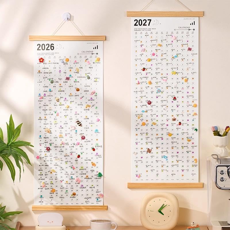 Calendar 2026 - Yearly Calendar - Wall Calendar - Family Planner - Yearly Planner - Wall Decoration - Planner - Organizer - Canvas Poster - School Calendar - Birthday Calendar - Home Accessories - Office - Interior - White - 1 Piece