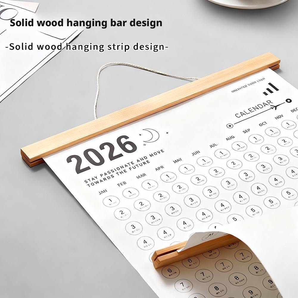 Calendar 2026 - Yearly Calendar - Wall Calendar - Family Planner - Yearly Planner - Wall Decoration - Planner - Organizer - Canvas Poster - School Calendar - Birthday Calendar - Home Accessories - Office - Interior - White - 1 Piece