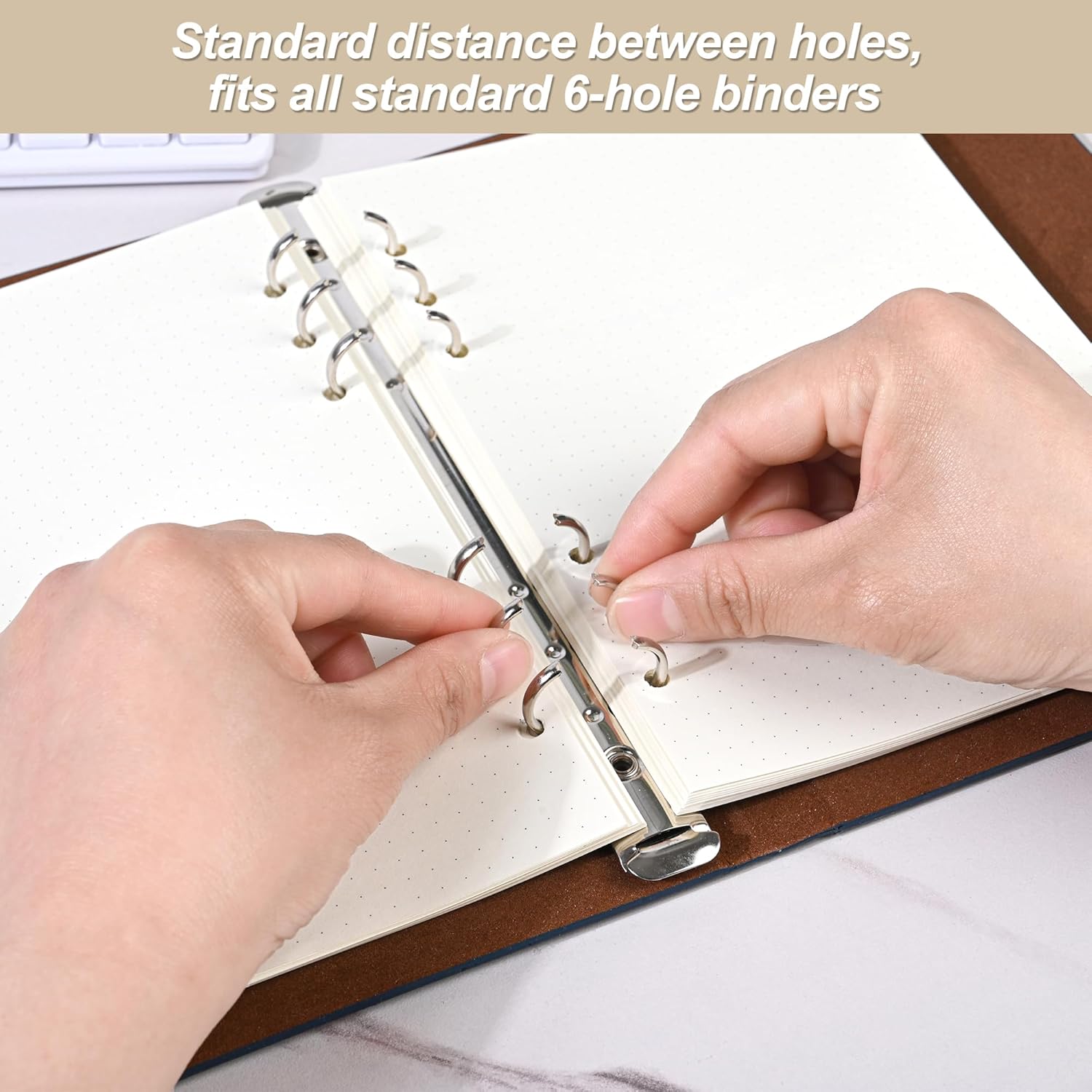 Notebook Refill A5 - Ring Binder Paper 6 Holes - Agenda Refill - Bullet Journal Paper - Refillable Notepad - Writing Paper - Planner Inserts - Office Supplies - School Supplies - Drawing and Sketching -Dotted Dots - White - 5 Pieces