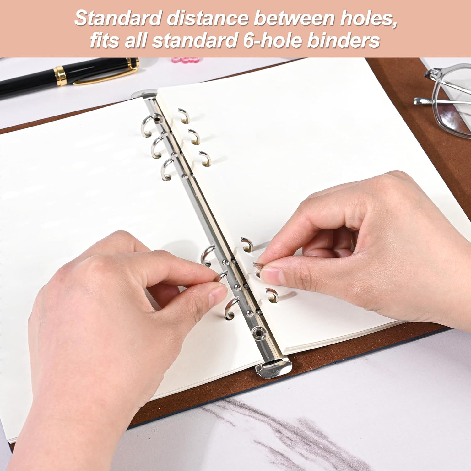 Notebook Refill A5 - Ring Binder Paper 6 Holes - Agenda Refill - Bullet Journal Paper - Refillable Notepad - Writing Paper - Planner Inserts - Office Supplies - School Supplies - Blank Sketch Paper -No Lines - White - 5 Pieces