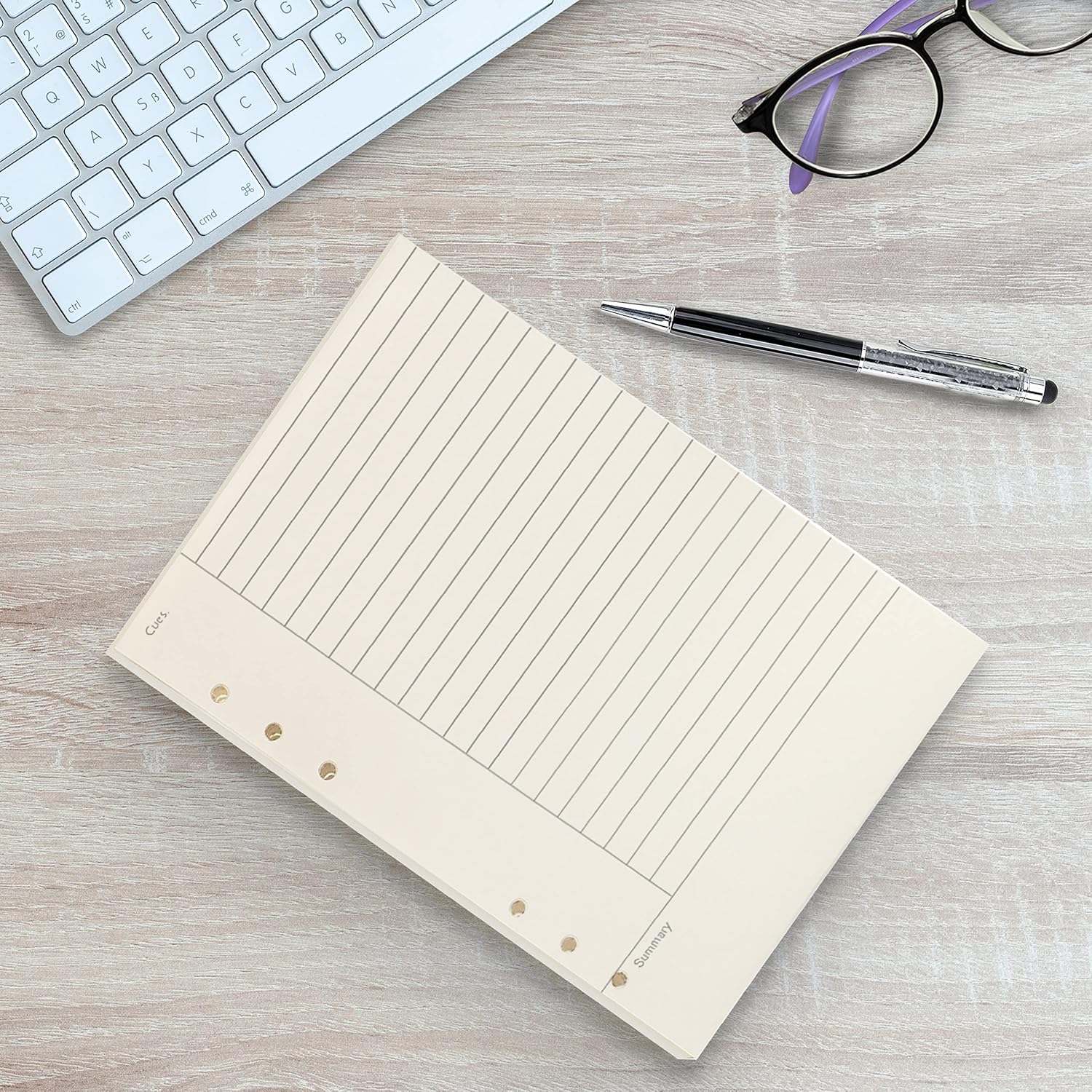 Notebook Refill A5 - Ring Binder Paper 6 Holes - Agenda Refill - Bullet Journal Paper - Refillable Notepad - Writing Paper - Planner Inserts - Office Supplies - School Supplies - Summary Making -Cornell Method - White - 5 Pieces