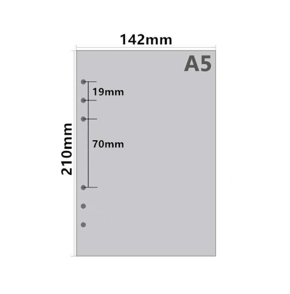Notebook Refill A5 - Ring Binder Paper 6 Holes - Agenda Refill - Bullet Journal Paper - Refillable Notepad - Writing Paper - Planner Inserts - Office Supplies - School Supplies - Summary Making -Cornell Method - White - 5 Pieces
