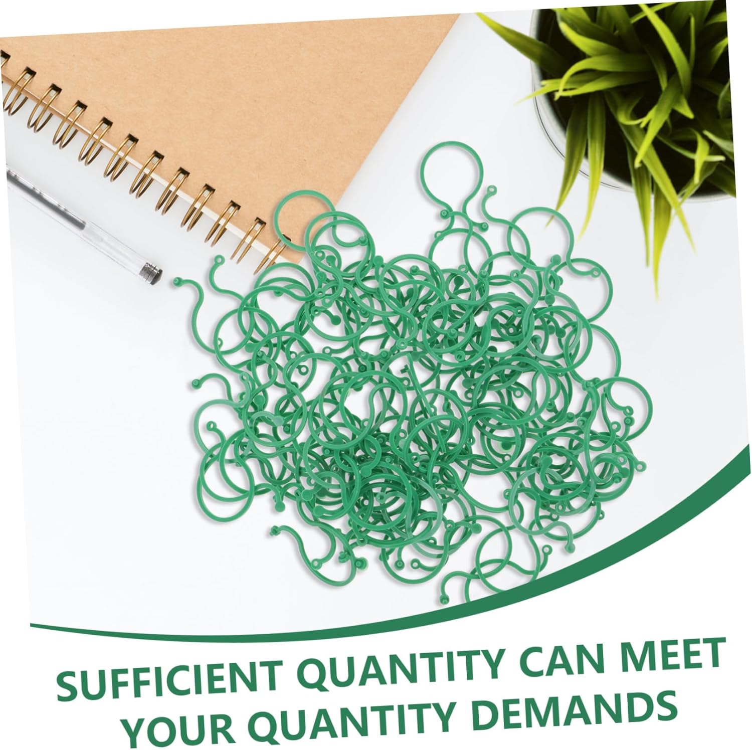 Plant clips - Plant binders - Binding clips - Garden clips - Plant rings - Mounting clips - Plant supports - Vegetable garden accessories - Growing supplies - Climbing plants - Guides - Garden articles - Green - 100 pieces