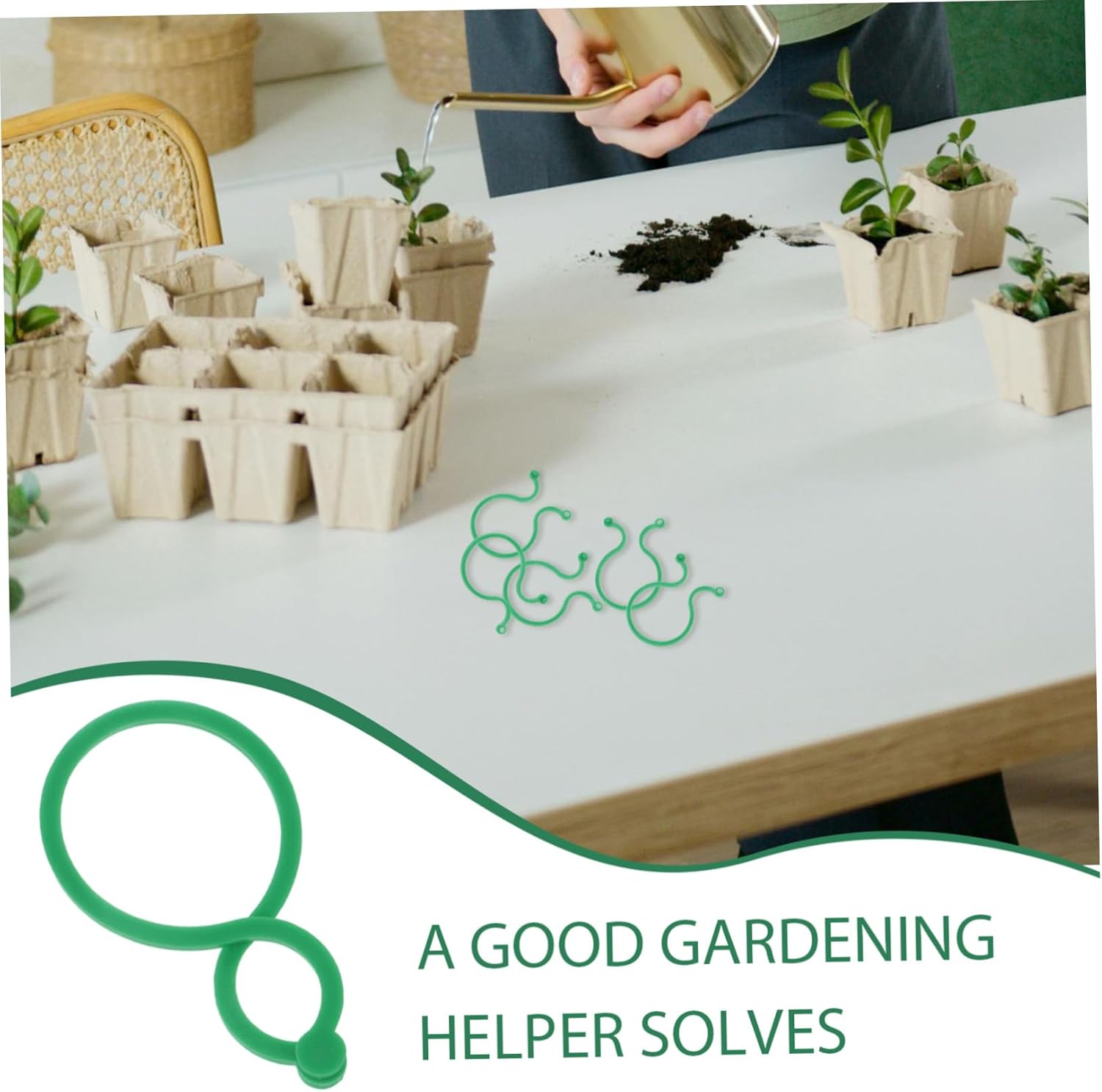 Plant clips - Plant binders - Binding clips - Garden clips - Plant rings - Mounting clips - Plant supports - Vegetable garden accessories - Growing supplies - Climbing plants - Guides - Garden articles - Green - 100 pieces