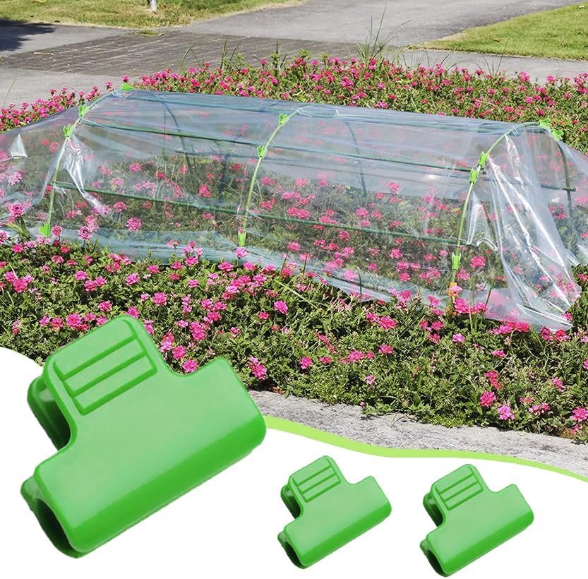 Greenhouse Clamps - Foil Clips - Pipe Clamps 11mm - Greenhouse Clips - Greenhouse Mounting - Tunnel Arch Clips - Vegetable Garden Accessories - Greenhouse - Fleece Cloth Holders - Bird Net Clamp - Insect Mesh Mounting - Garden Supplies - Plastic - Green -