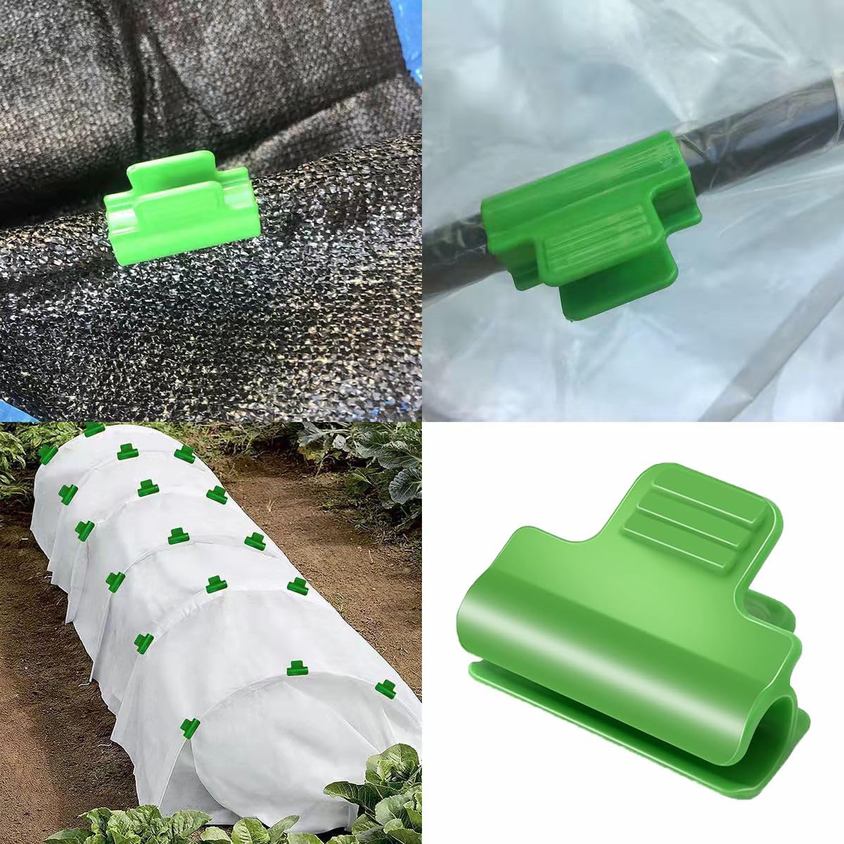 Greenhouse Clamps - Foil Clips - Pipe Clamps 11mm - Greenhouse Clips - Greenhouse Mounting - Tunnel Arch Clips - Vegetable Garden Accessories - Greenhouse - Fleece Cloth Holders - Bird Net Clamp - Insect Mesh Mounting - Garden Supplies - Plastic - Green -