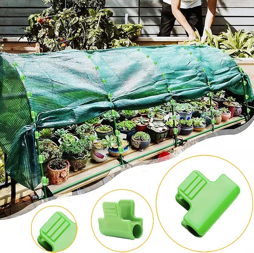 Greenhouse Clamps - Foil Clips - Pipe Clamps 16mm - Greenhouse Clips - Greenhouse Mounting - Tunnel Arch Clips - Vegetable Garden Accessories - Greenhouse - Fleece Cloth Holders - Bird Net Clamp - Insect Mesh Mounting - Garden Supplies - Plastic - Green -
