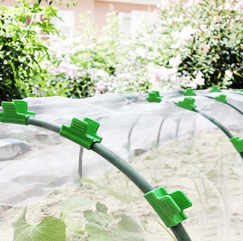 Greenhouse Clamps - Foil Clips - Pipe Clamps 16mm - Greenhouse Clips - Greenhouse Mounting - Tunnel Arch Clips - Vegetable Garden Accessories - Greenhouse - Fleece Cloth Holders - Bird Net Clamp - Insect Mesh Mounting - Garden Supplies - Plastic - Green -