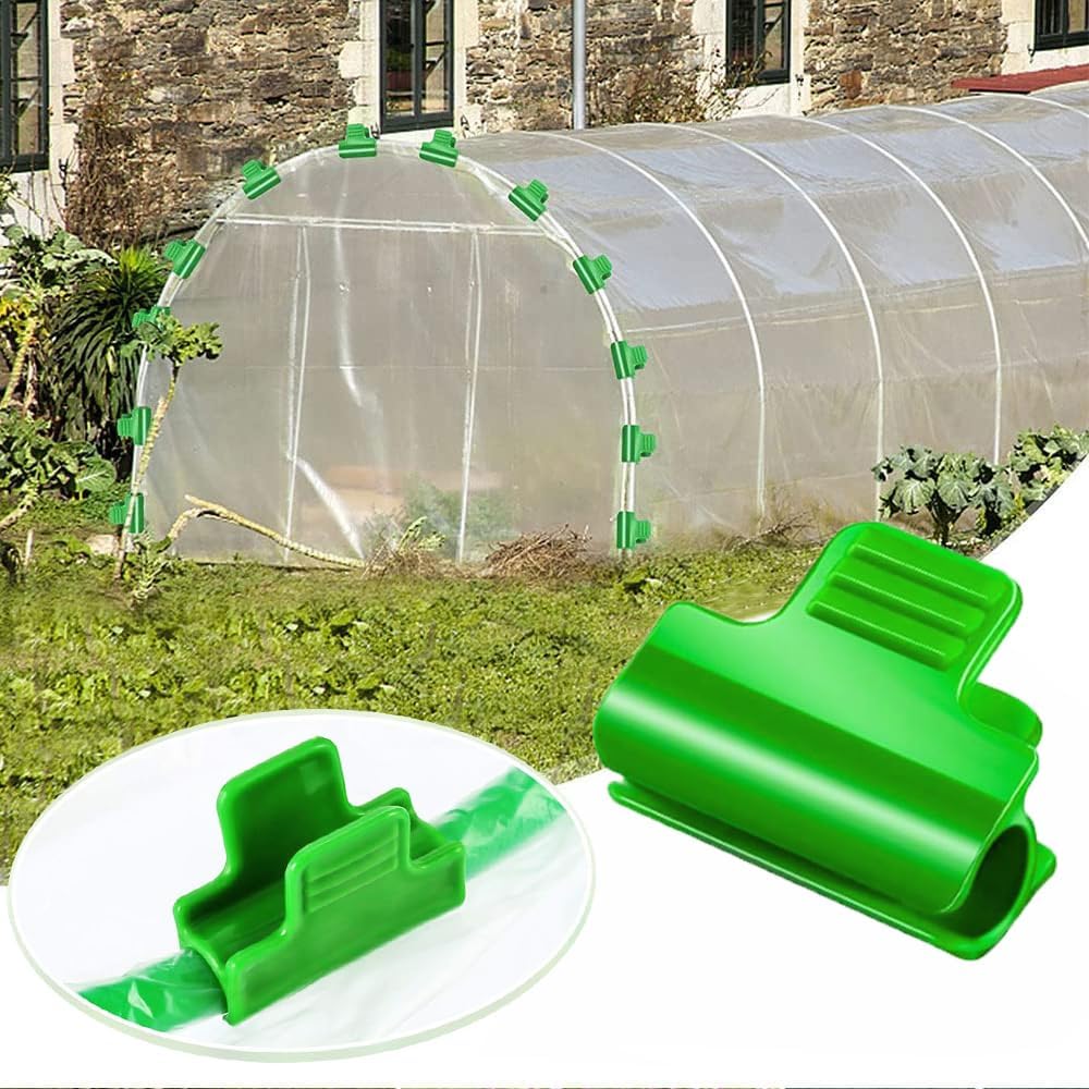 Greenhouse Clamps - Foil Clips - Pipe Clamps 11mm & 16mm - Greenhouse Clips - Combi Set - Greenhouse Mounting - Tunnel Arch Clips - Vegetable Garden Accessories - Fleece Cloth Holders - Bird Net Clamp - Insect Mesh Mounting - Garden Items - Green - 40 Pie